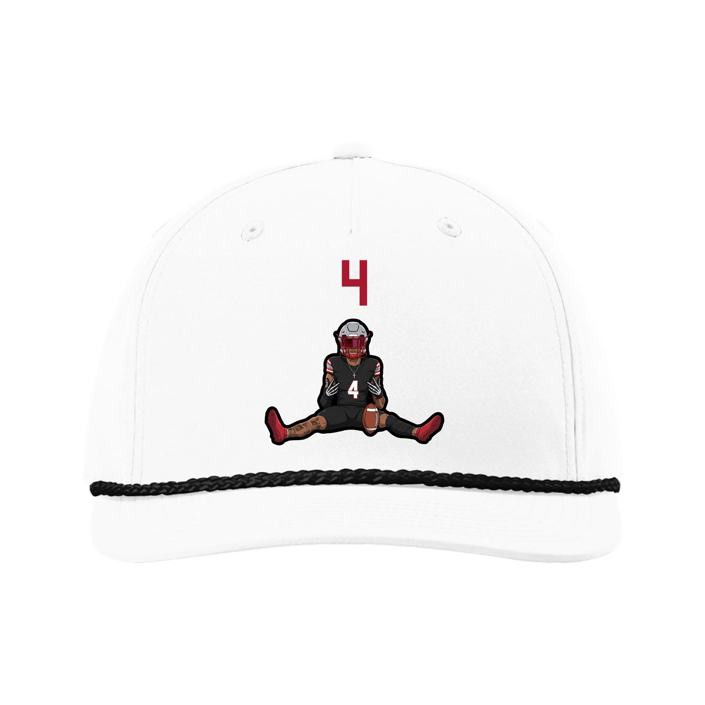 Five-Panel Classic Rope Cap — Number Top in White