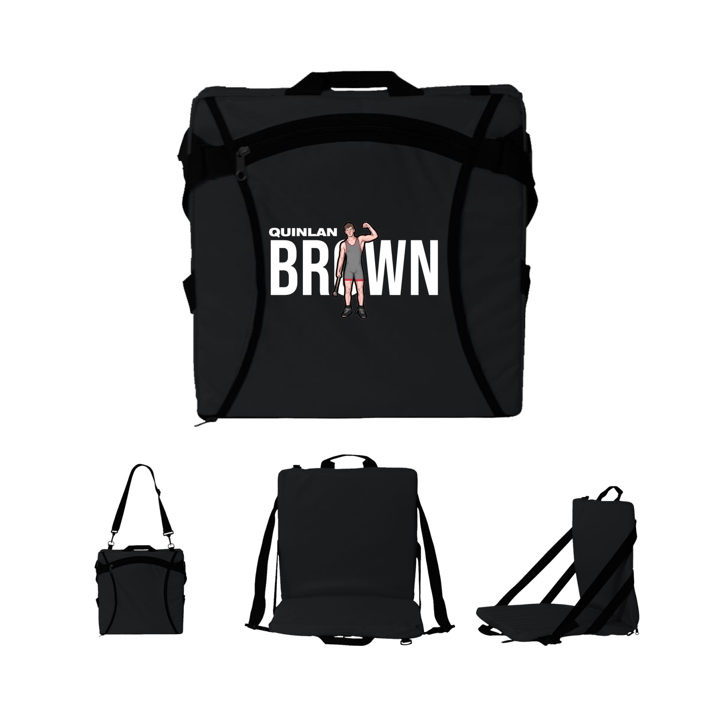 Folding Stadium Seat — Player Name in Black