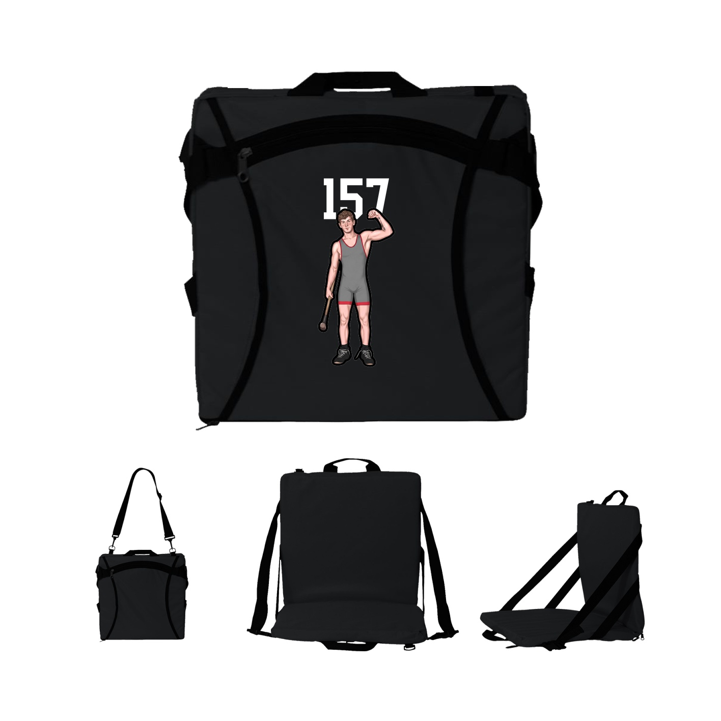 Folding Stadium Seat — Number Top in Black