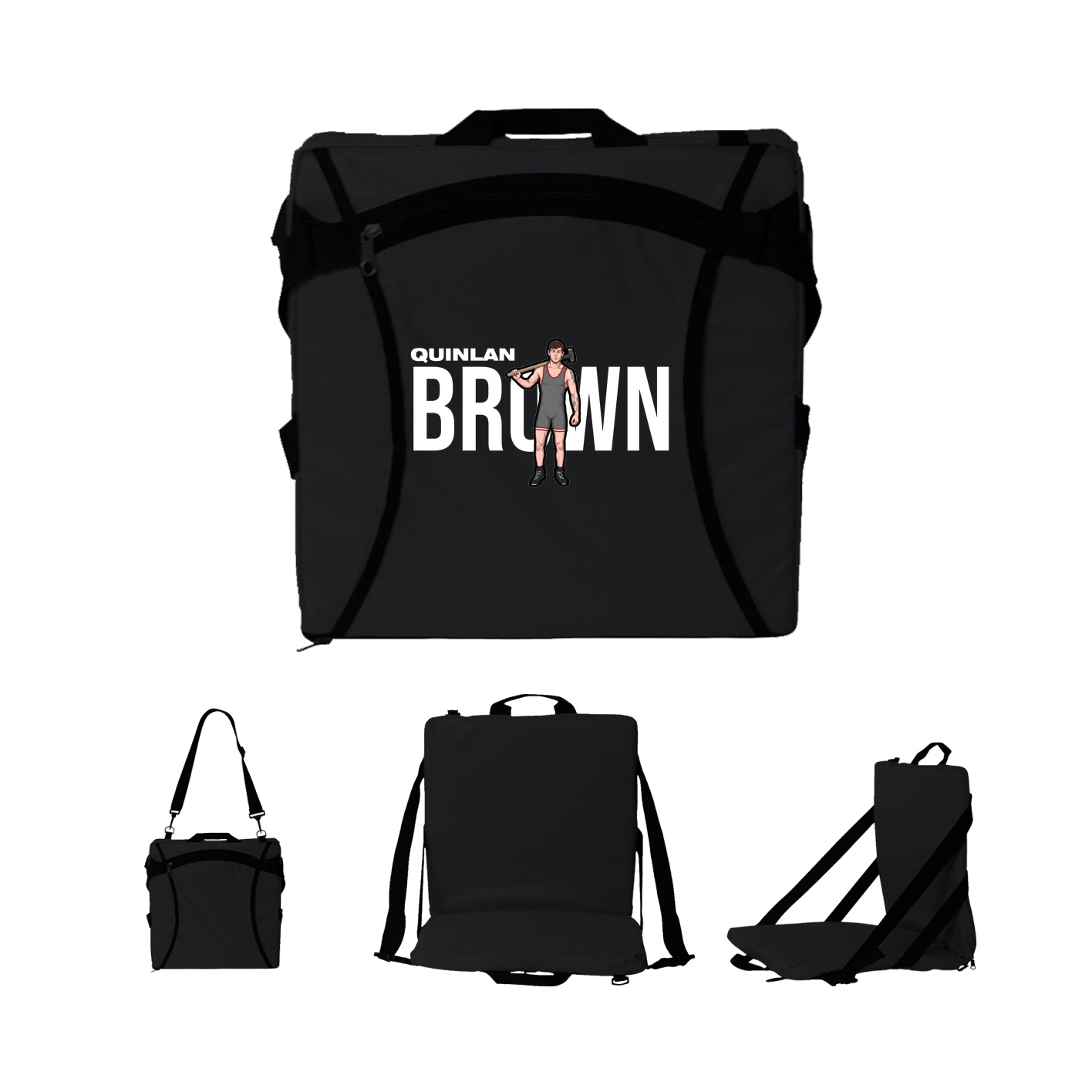 Folding Stadium Seat — Player Name in Black