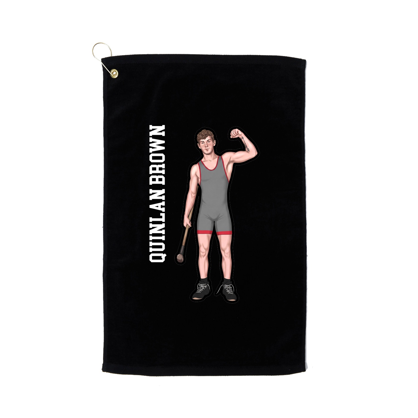 Golf Towel — Name Vertical in Black