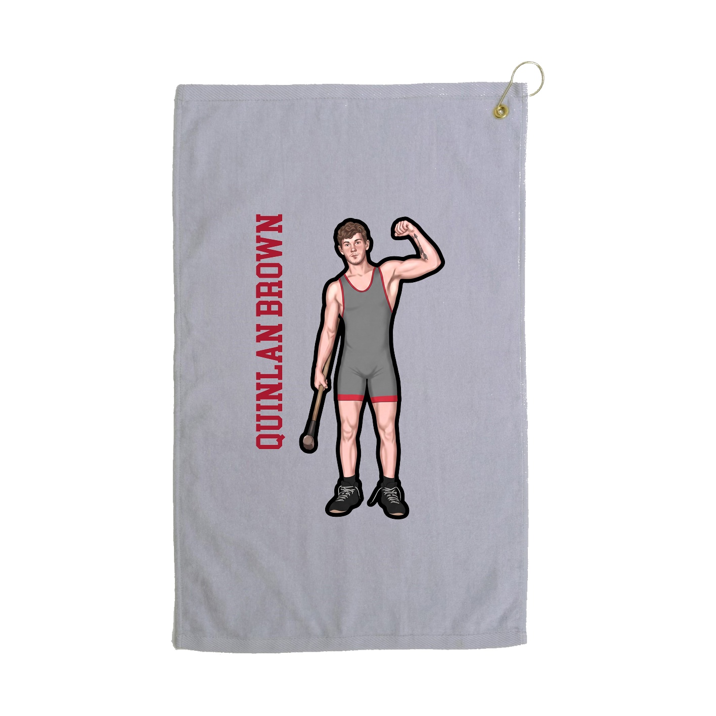 Golf Towel — Name Vertical in Grey