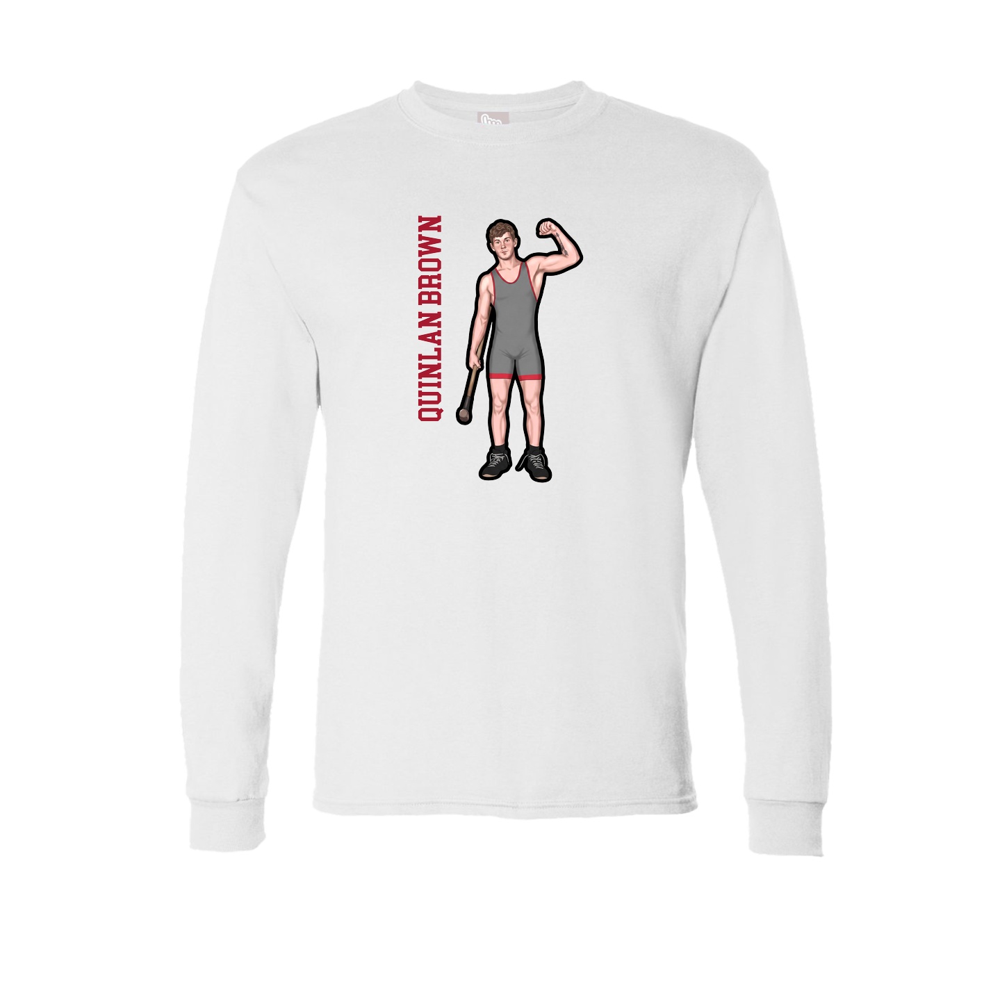 Long Sleeve Tee — Name Vertical in White