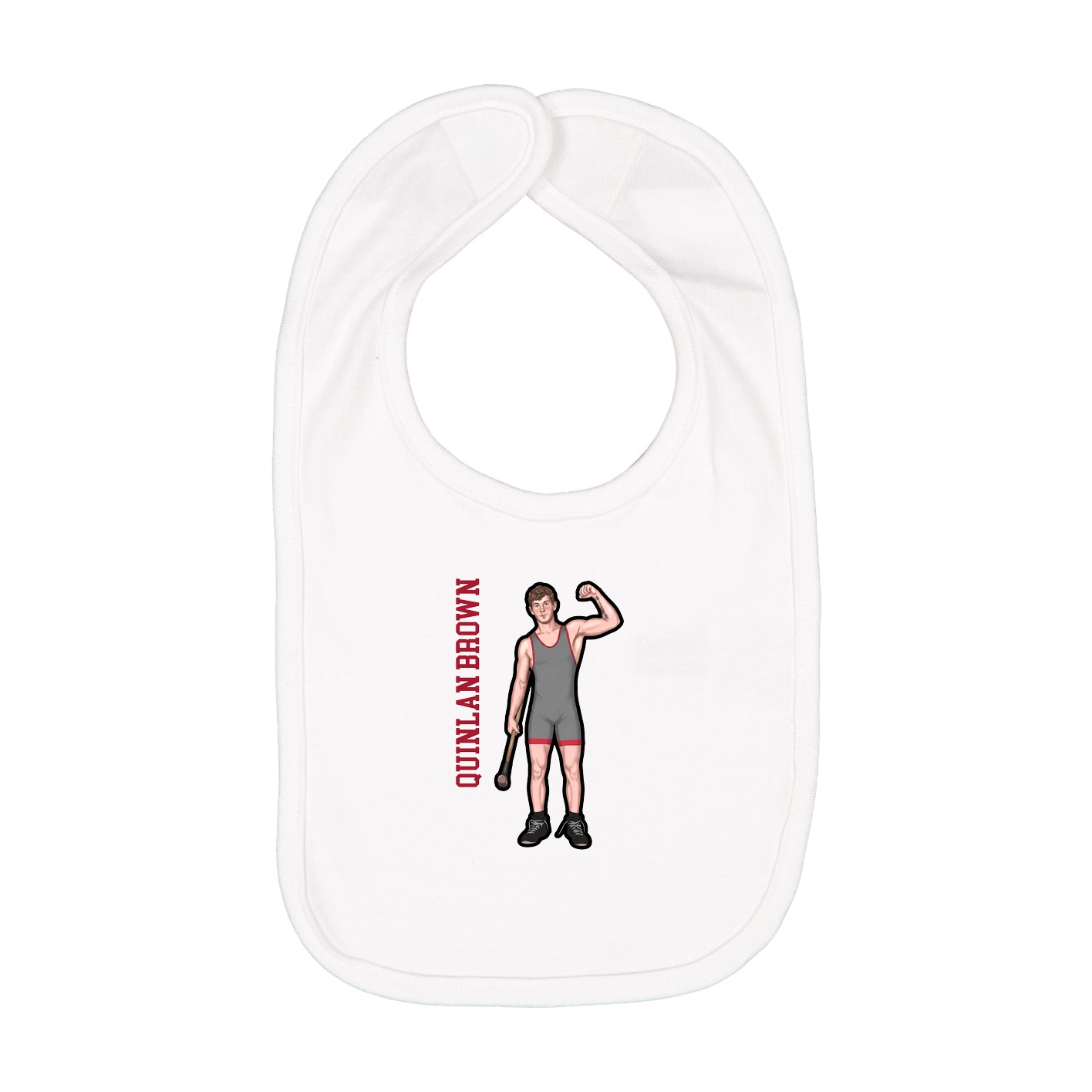 Infant Bib — Name Vertical in White