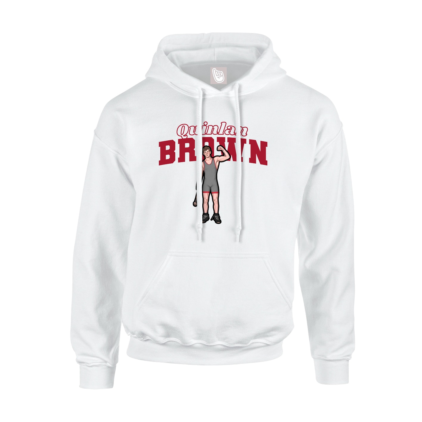 Youth Hoodie — Name Arch in White