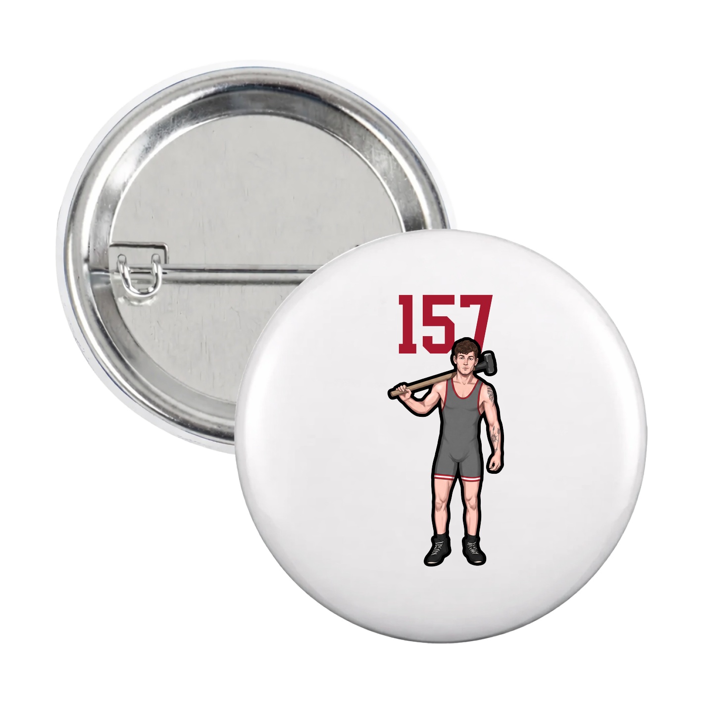 Game Day Button — Number Top in White