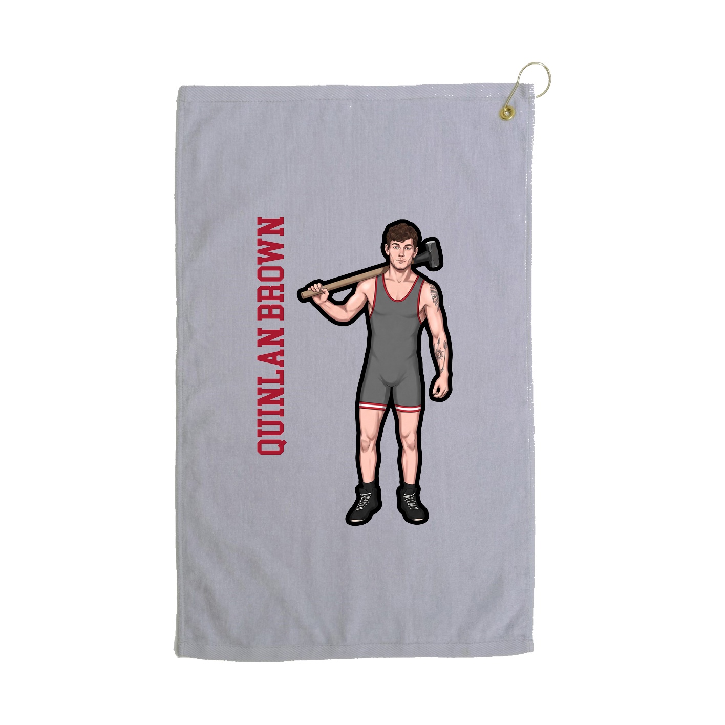 Golf Towel — Name Vertical in Grey