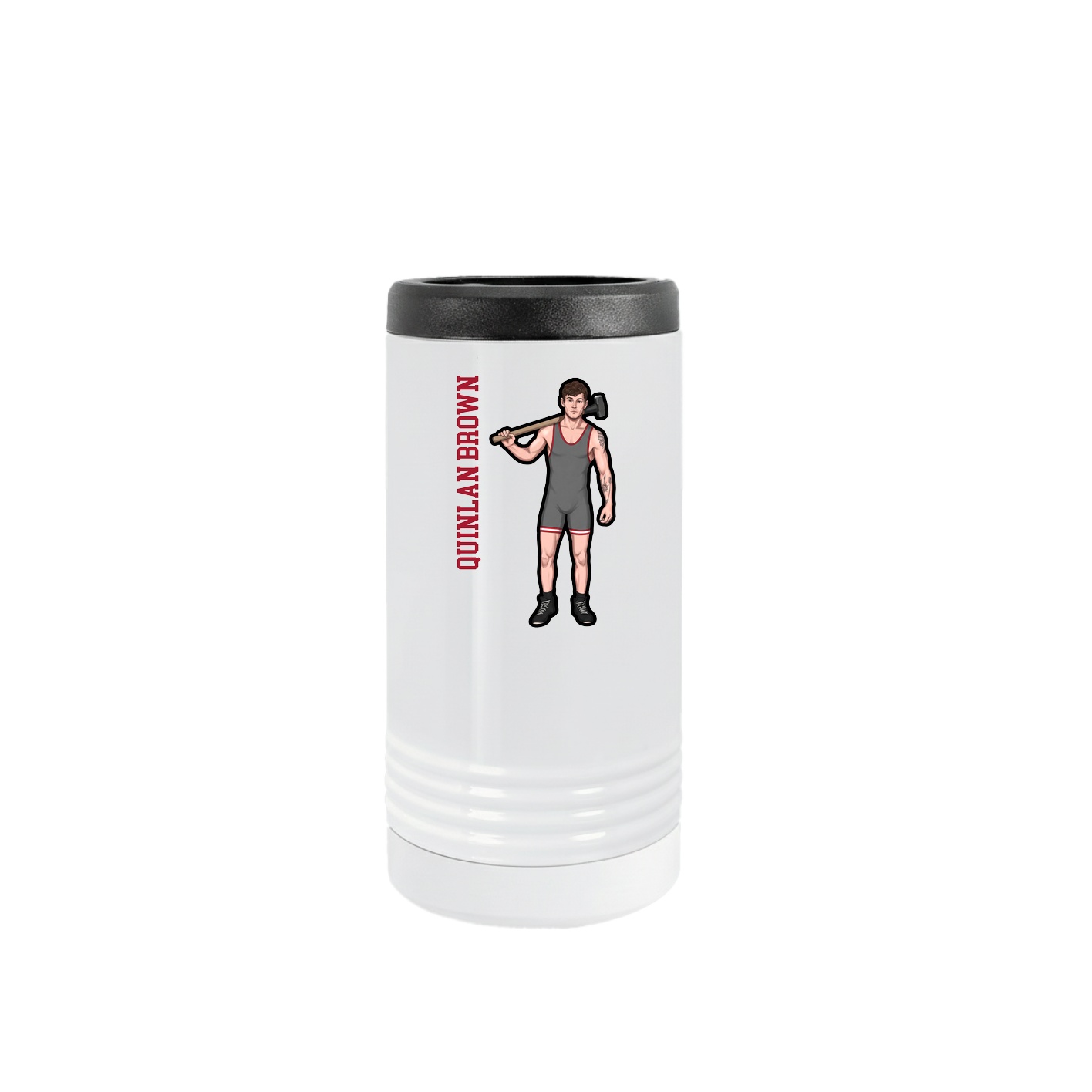 Slim Beverage Holder — Name Vertical in White