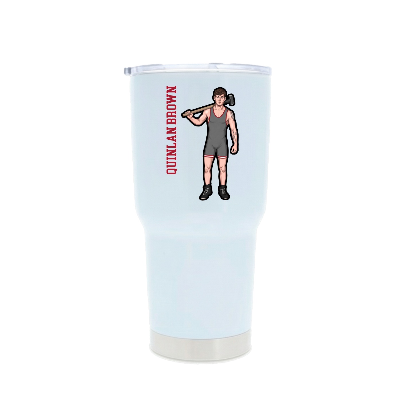 30oz Stainless Steel Tumbler — Name Vertical in White