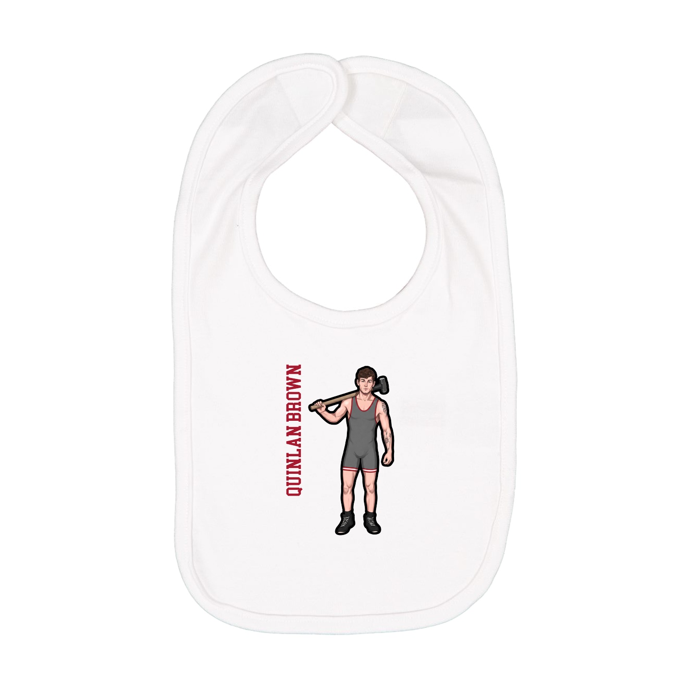 Infant Bib — Name Vertical in White