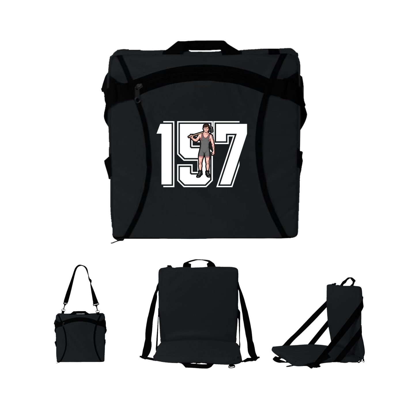 Folding Stadium Seat — Number in Black
