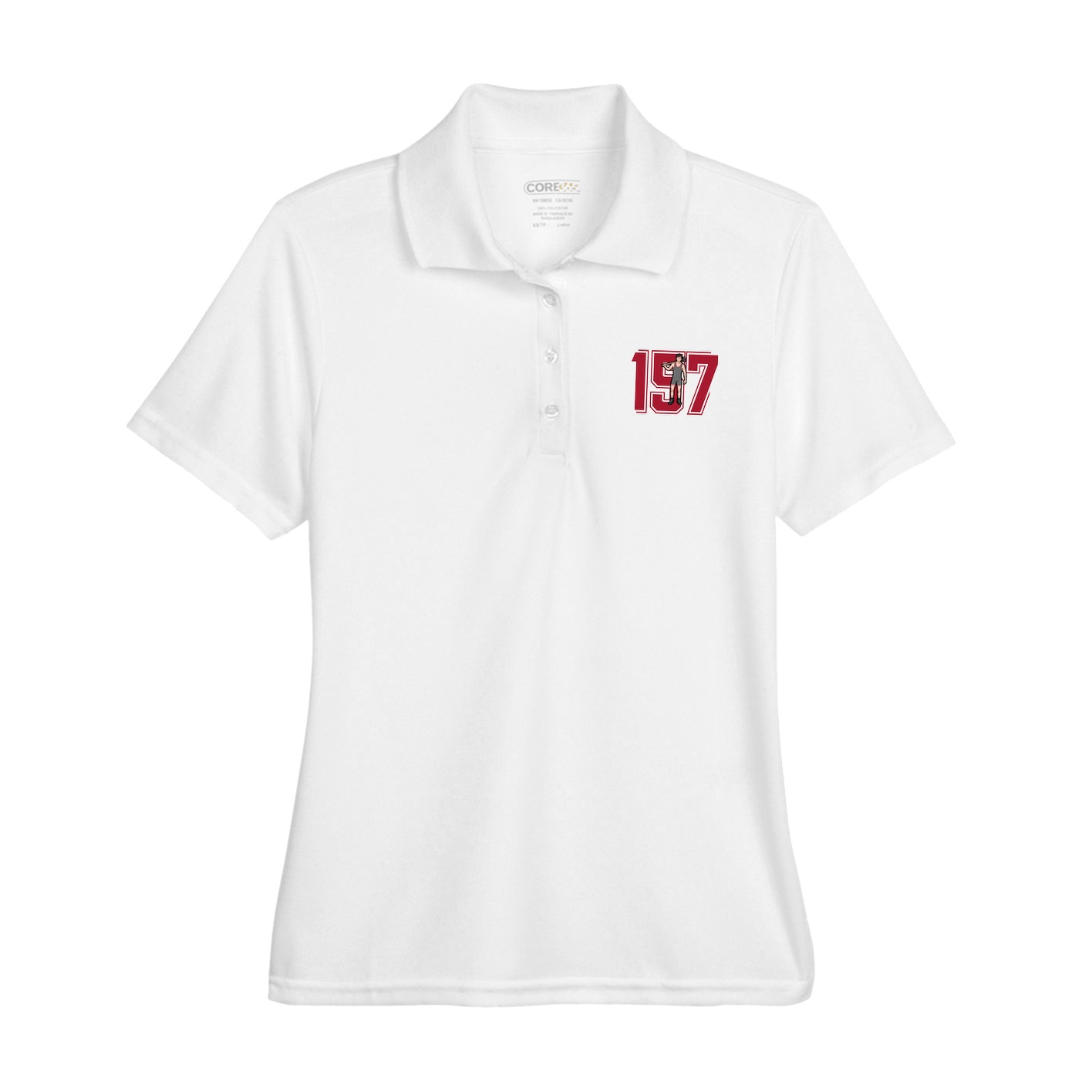 Womens Performance Polo — Number in White