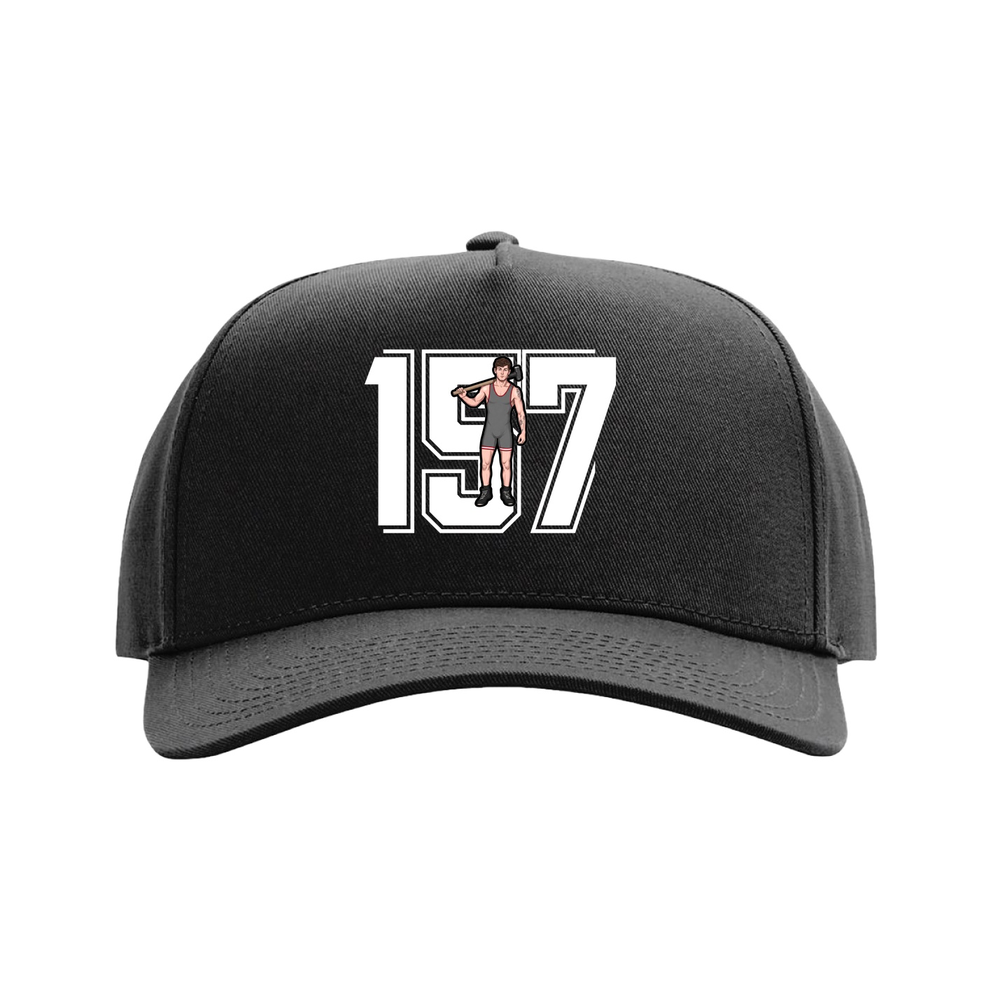 Full Fabric Five-Panel Champ Cap — Number in Black