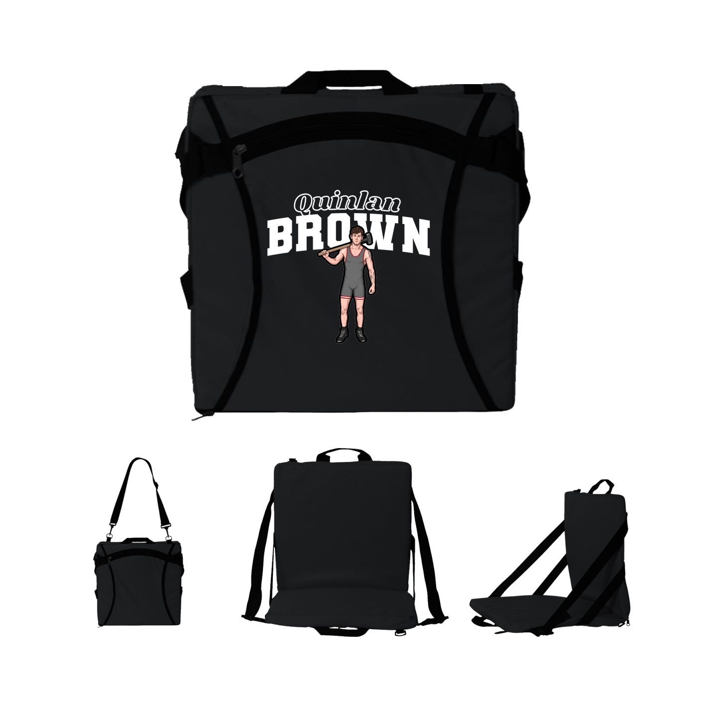 Folding Stadium Seat — Name Arch in Black