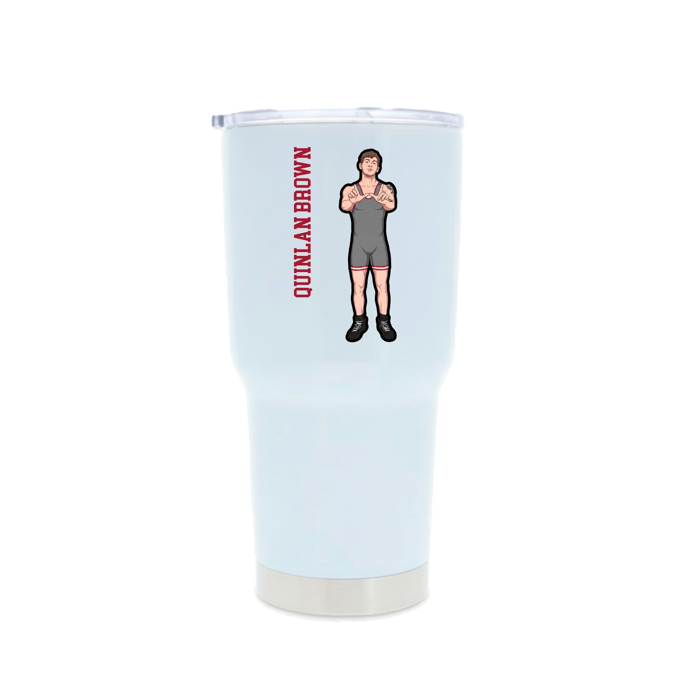 30oz Stainless Steel Tumbler — Name Vertical in White