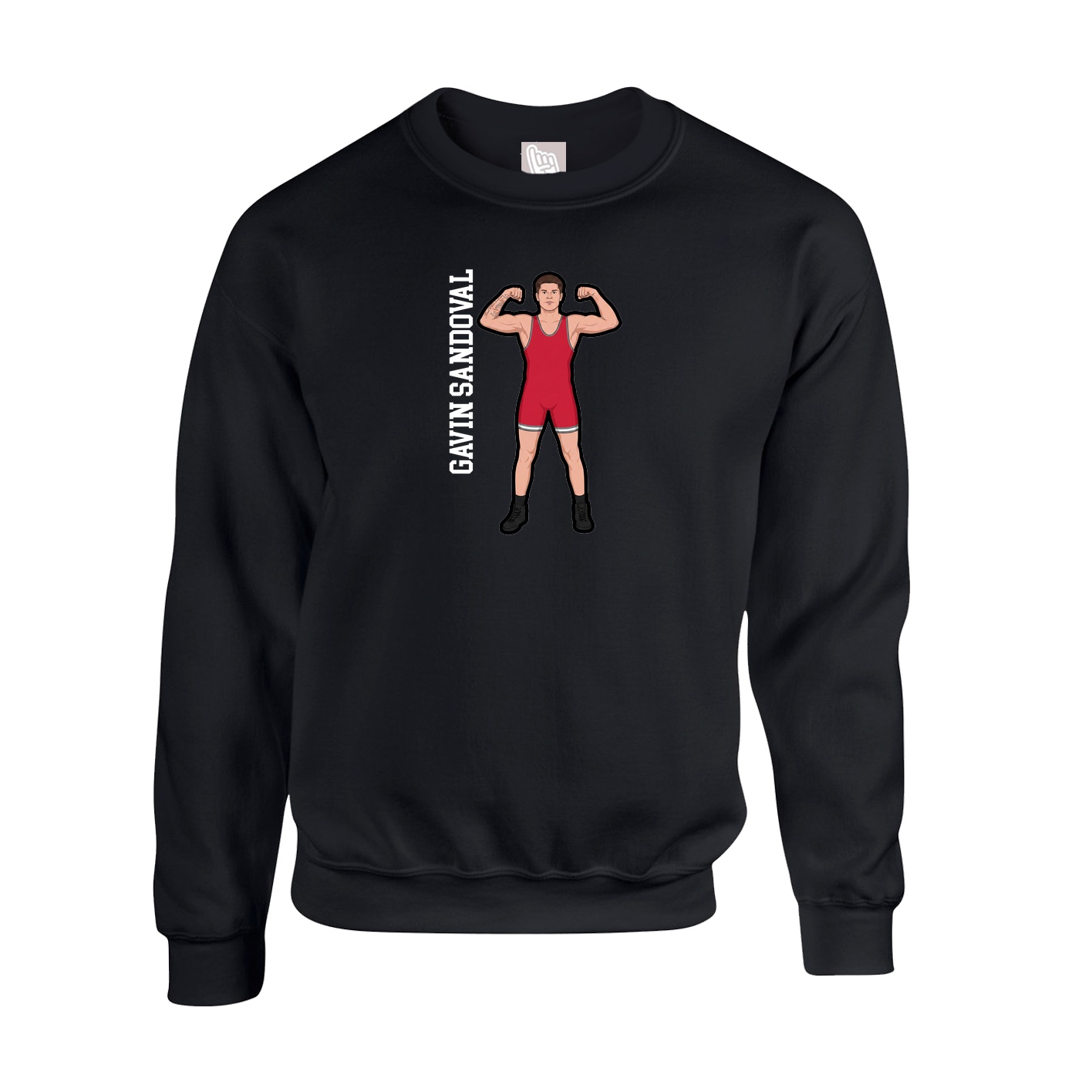Fleece Crew — Name Vertical in Black
