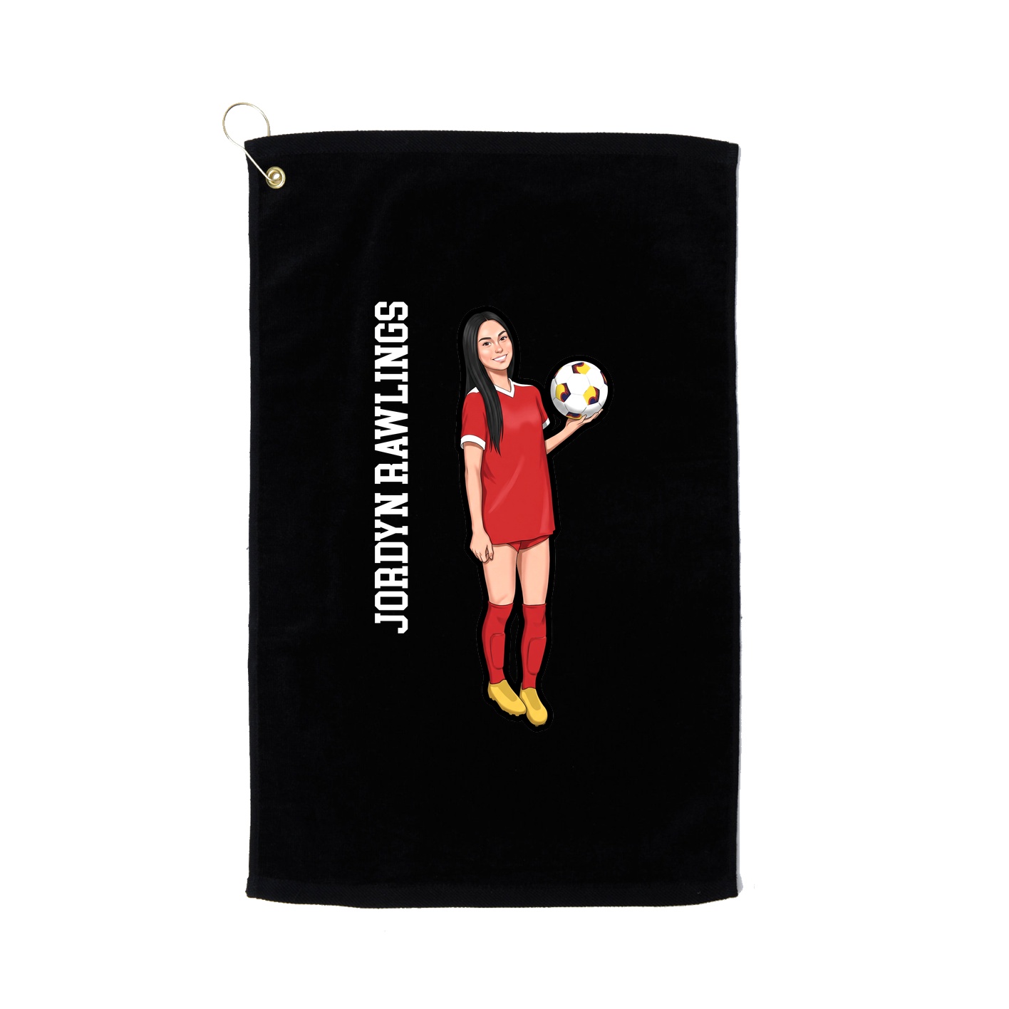 Golf Towel — Name Vertical in Black