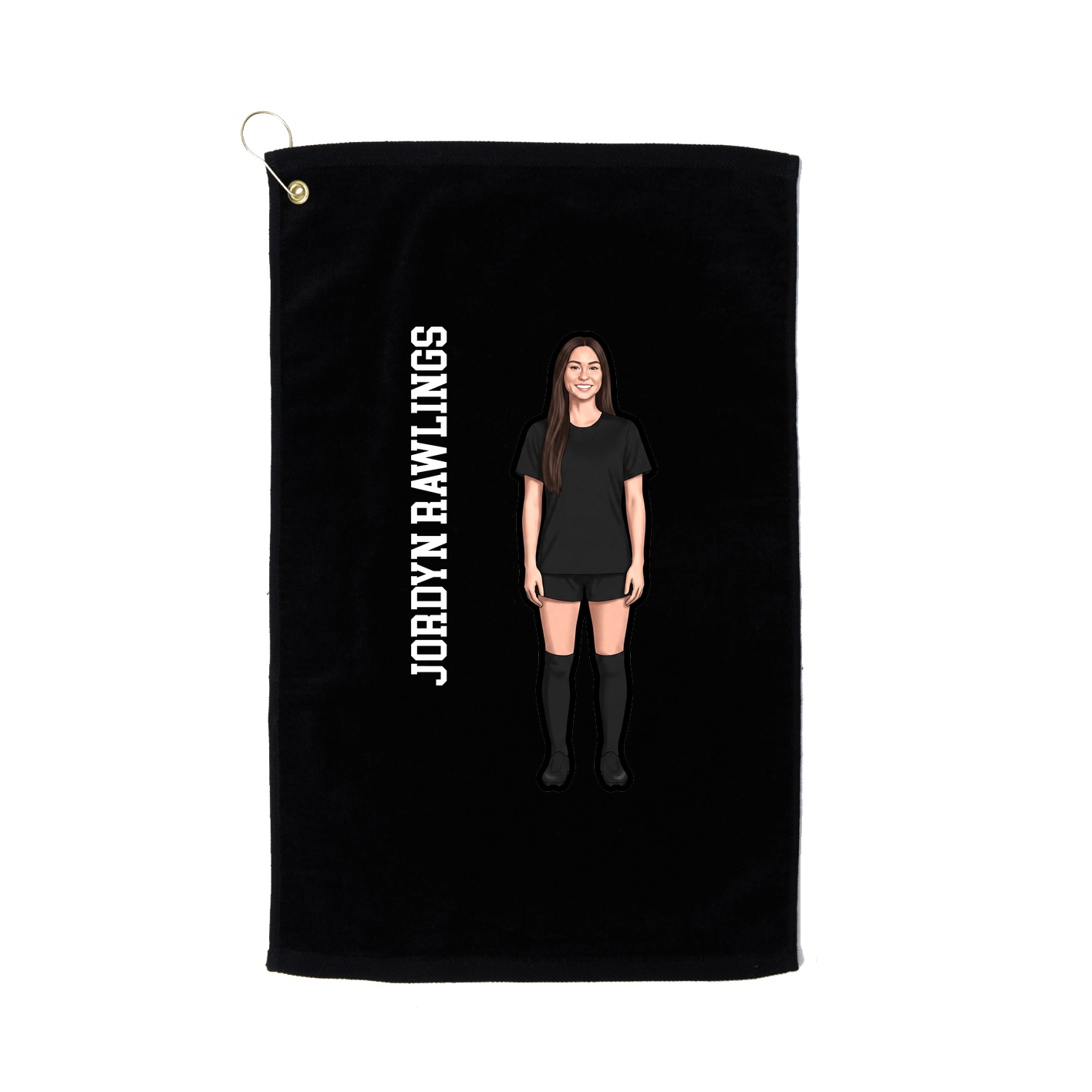 Golf Towel — Name Vertical in Black