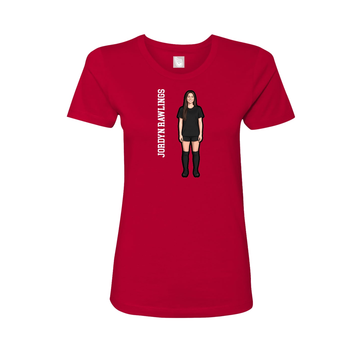 Womens Tee — Name Vertical in Red