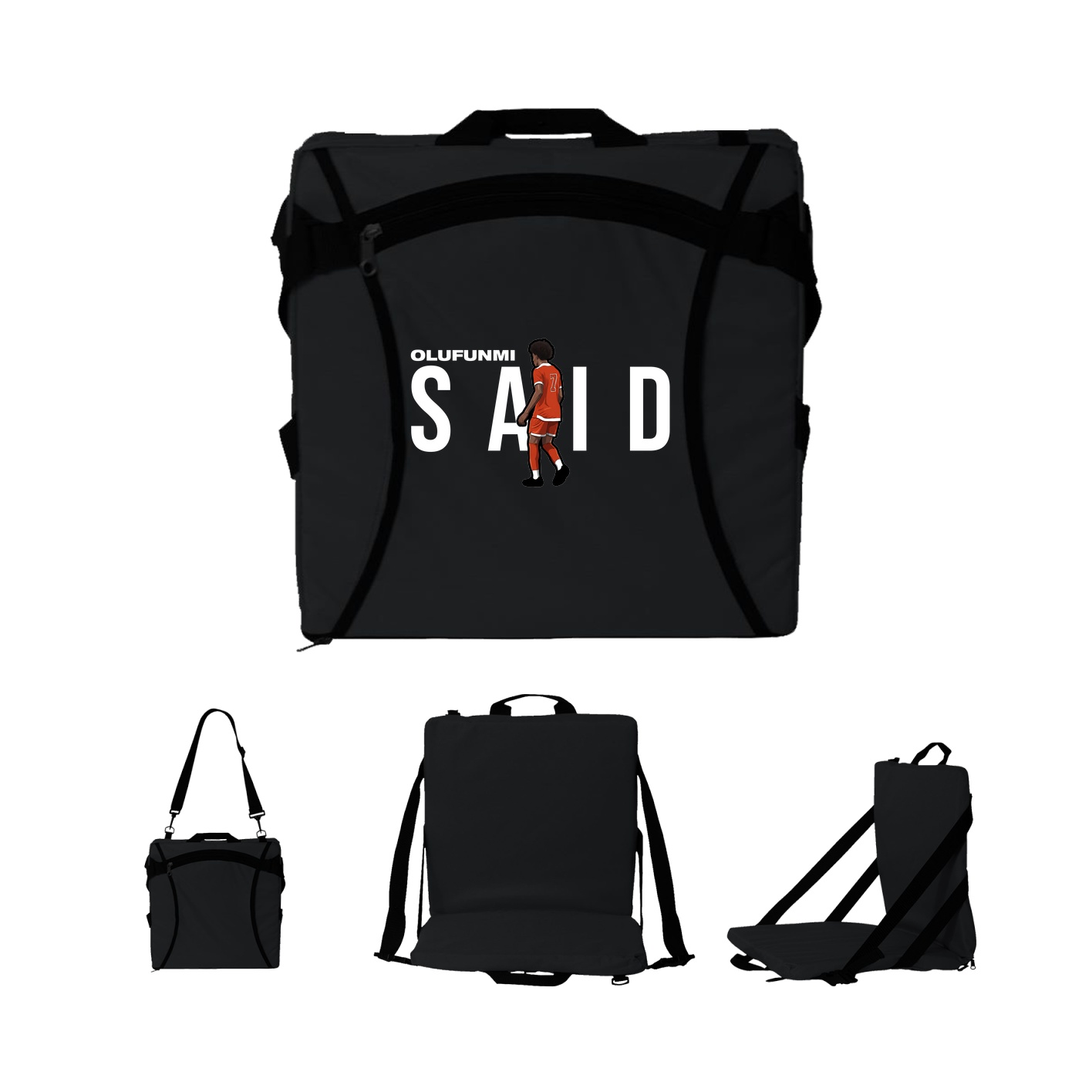 Folding Stadium Seat — Player Name in Black