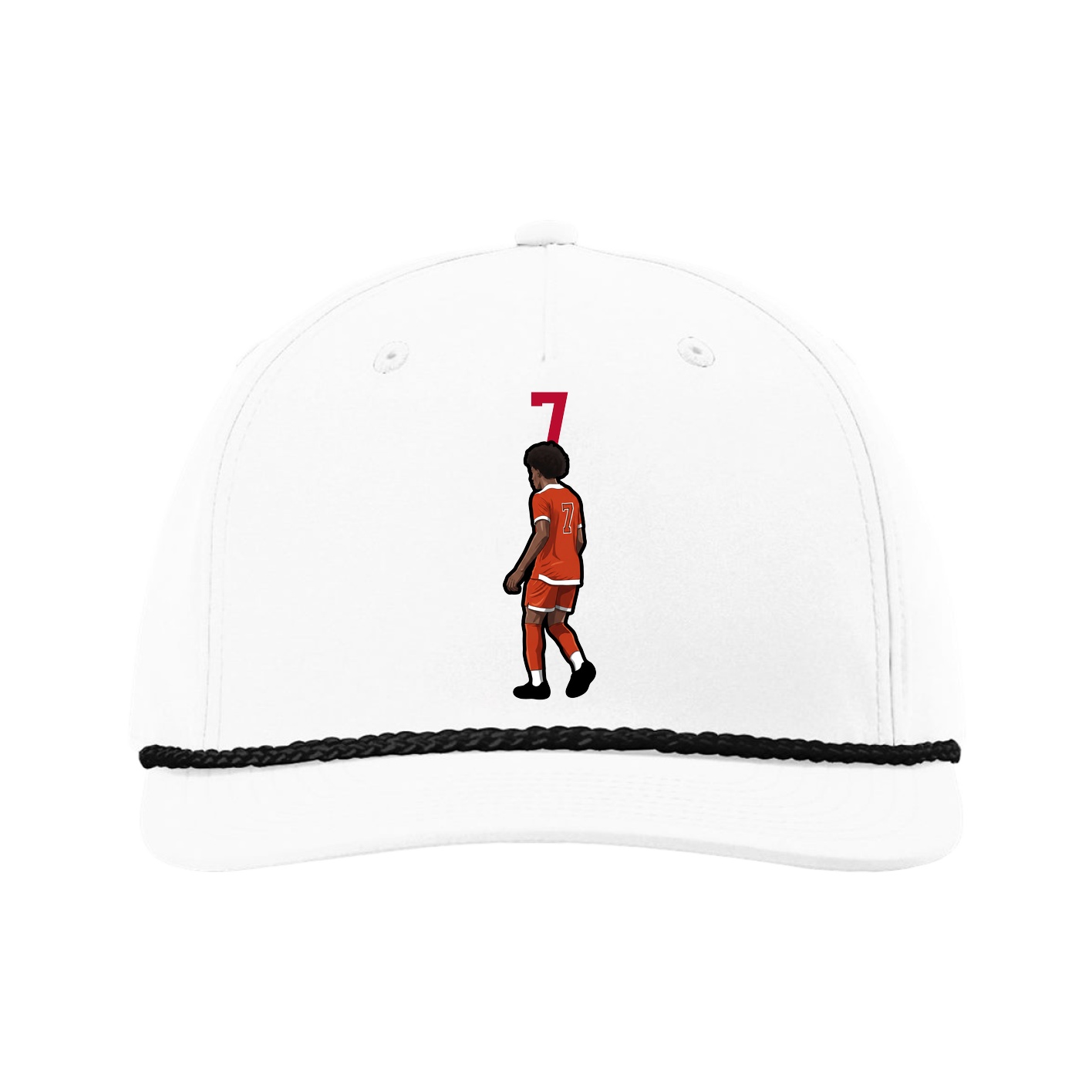 Five-Panel Classic Rope Cap — Number Top in White