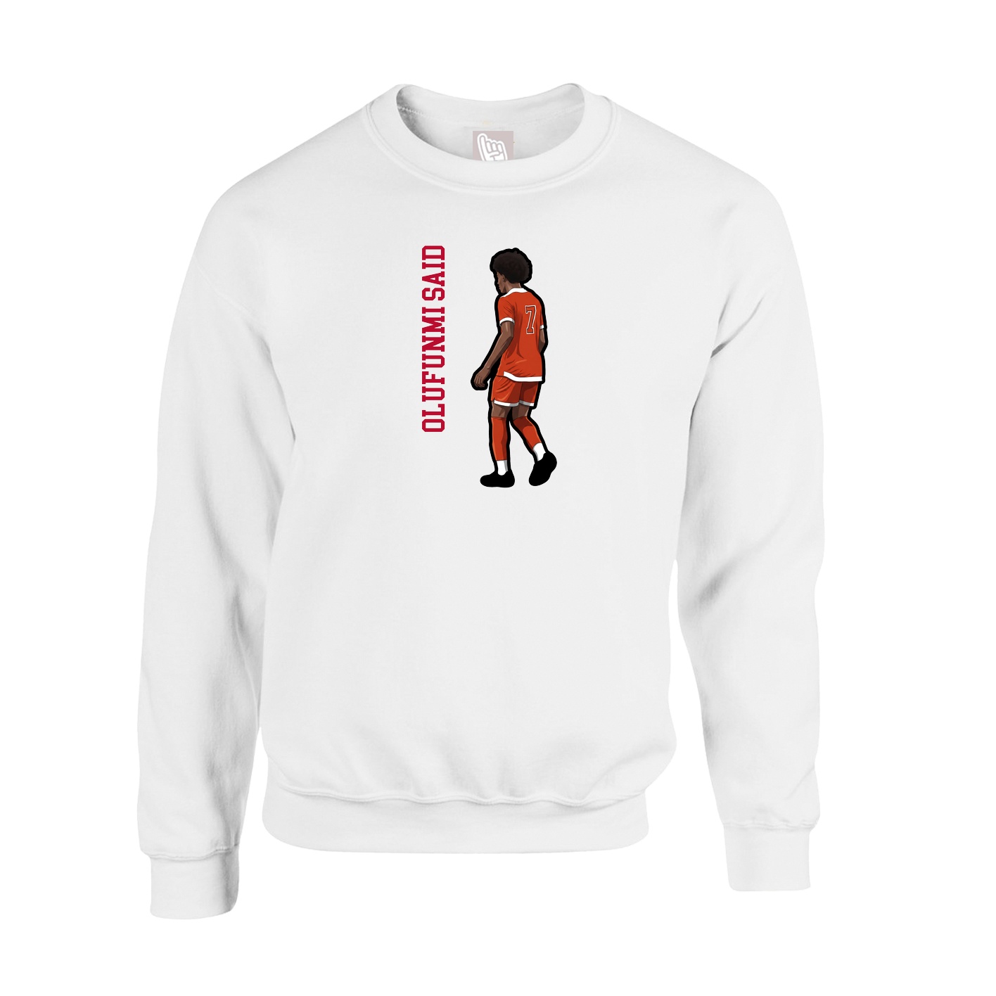 Fleece Crew — Name Vertical in White