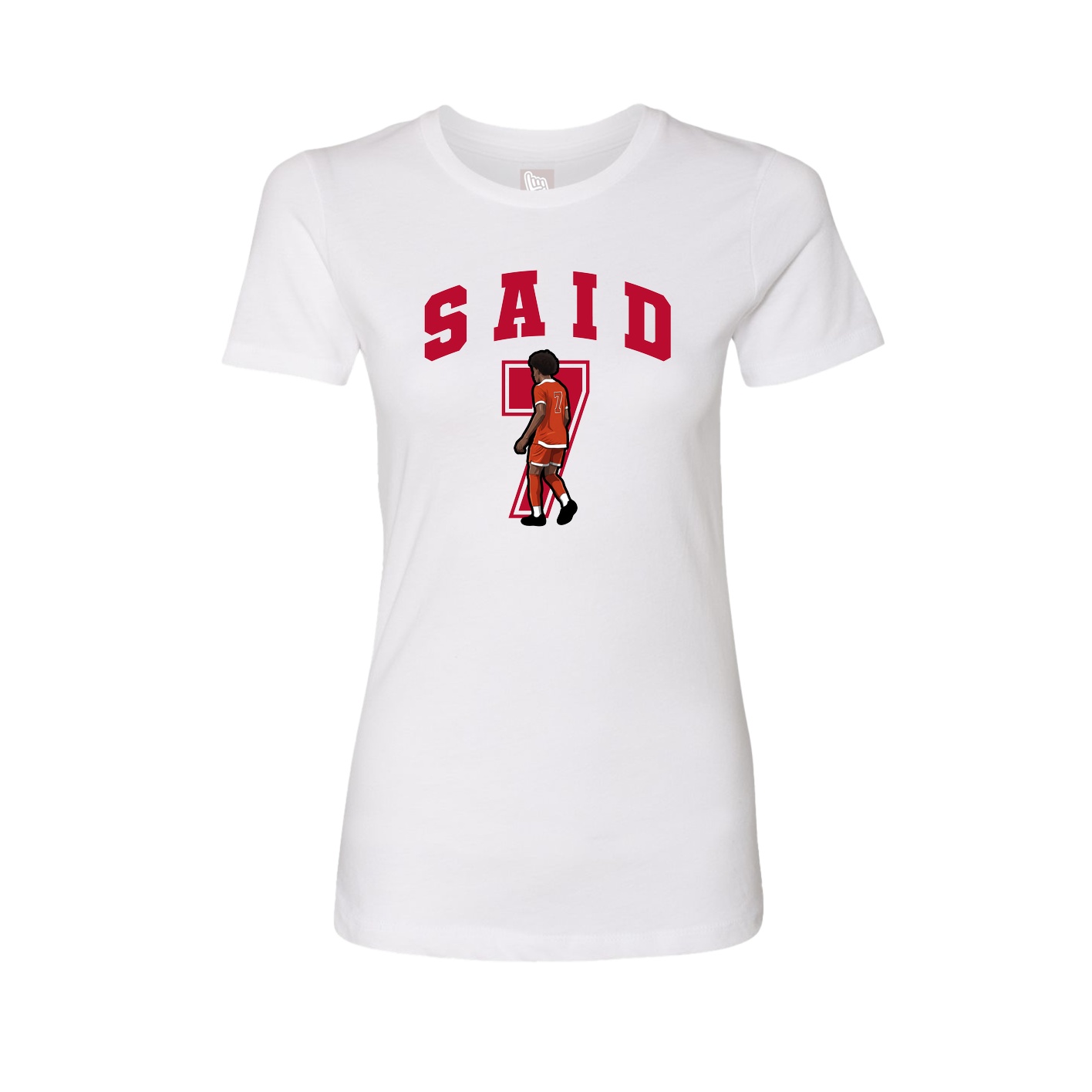 Fitted Women's Tee — Number in White
