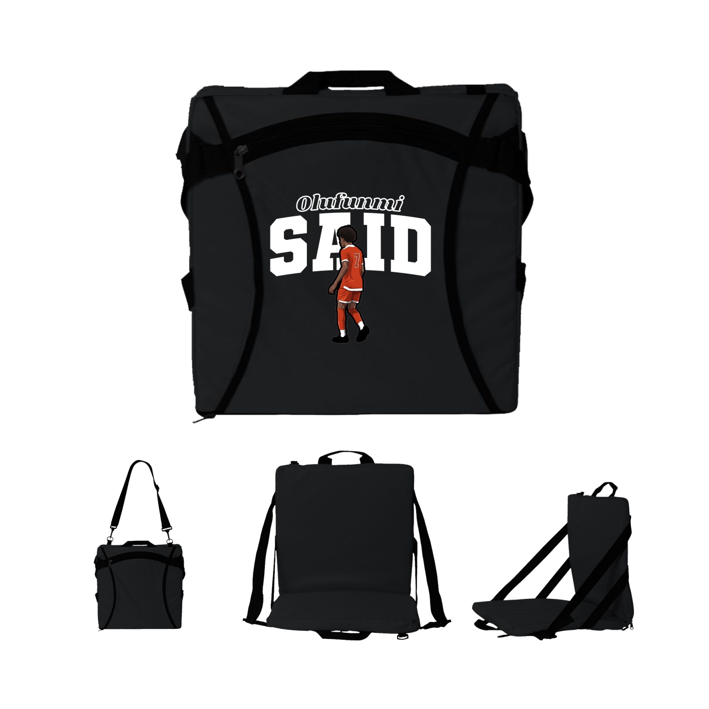 Folding Stadium Seat — Name Arch in Black