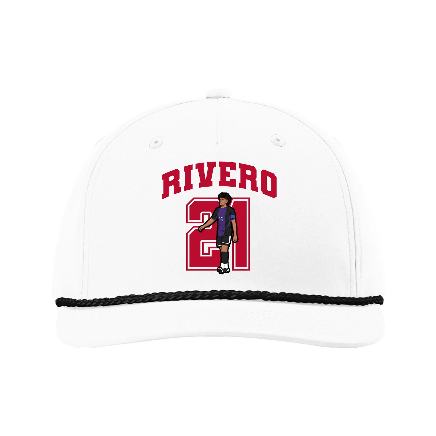Five-Panel Classic Rope Cap — Number in White