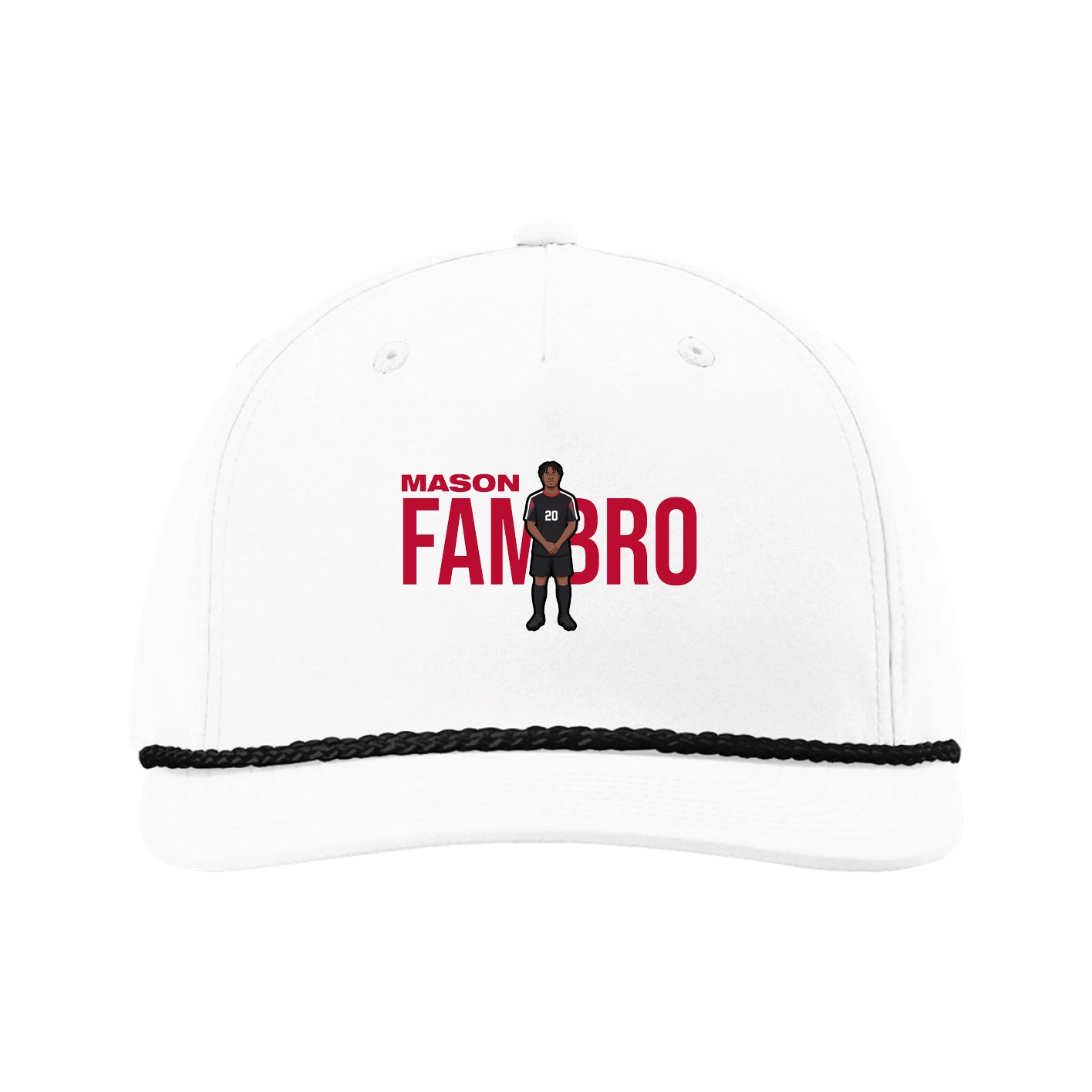 Five-Panel Classic Rope Cap — Player Name in White