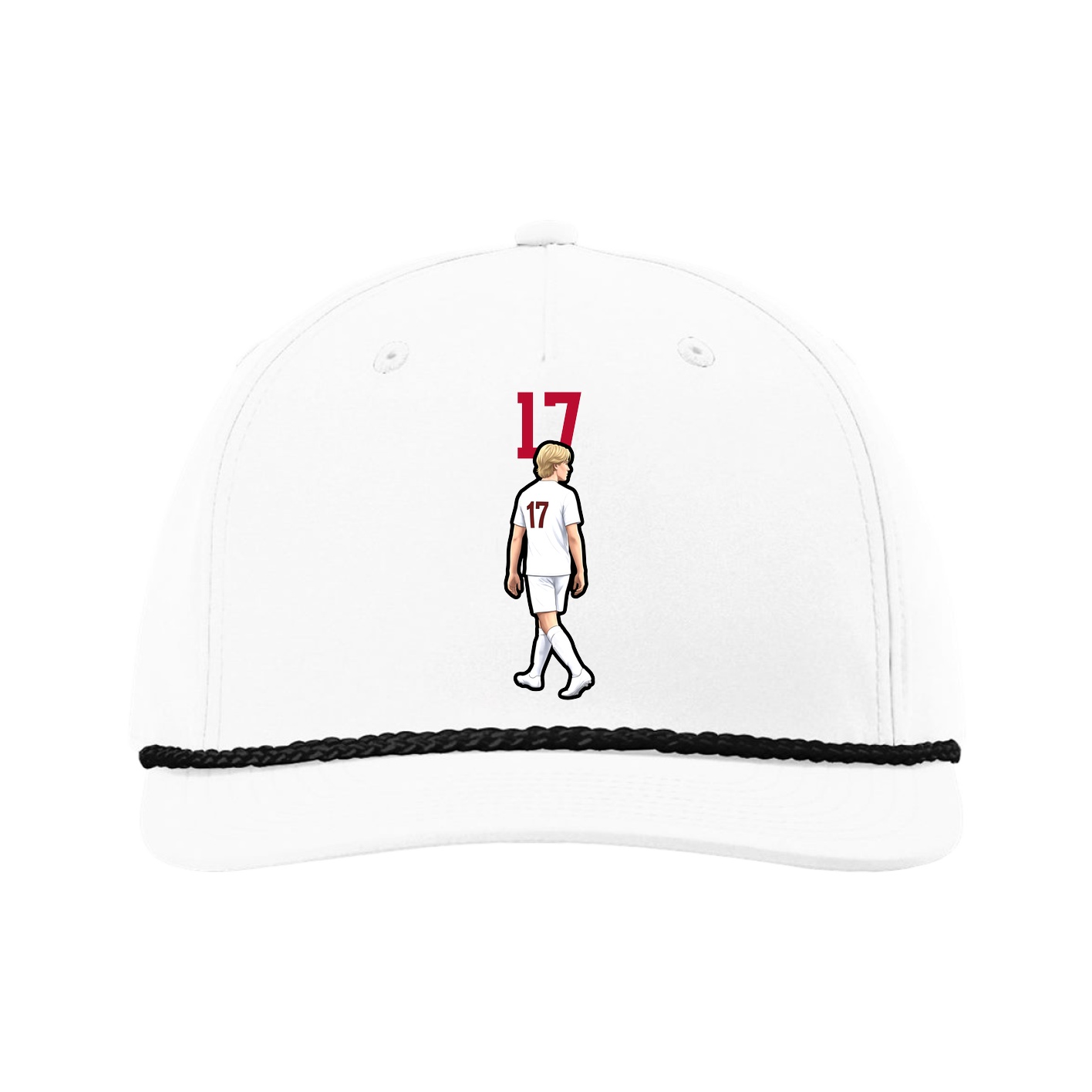 Five-Panel Classic Rope Cap — Number Top in White