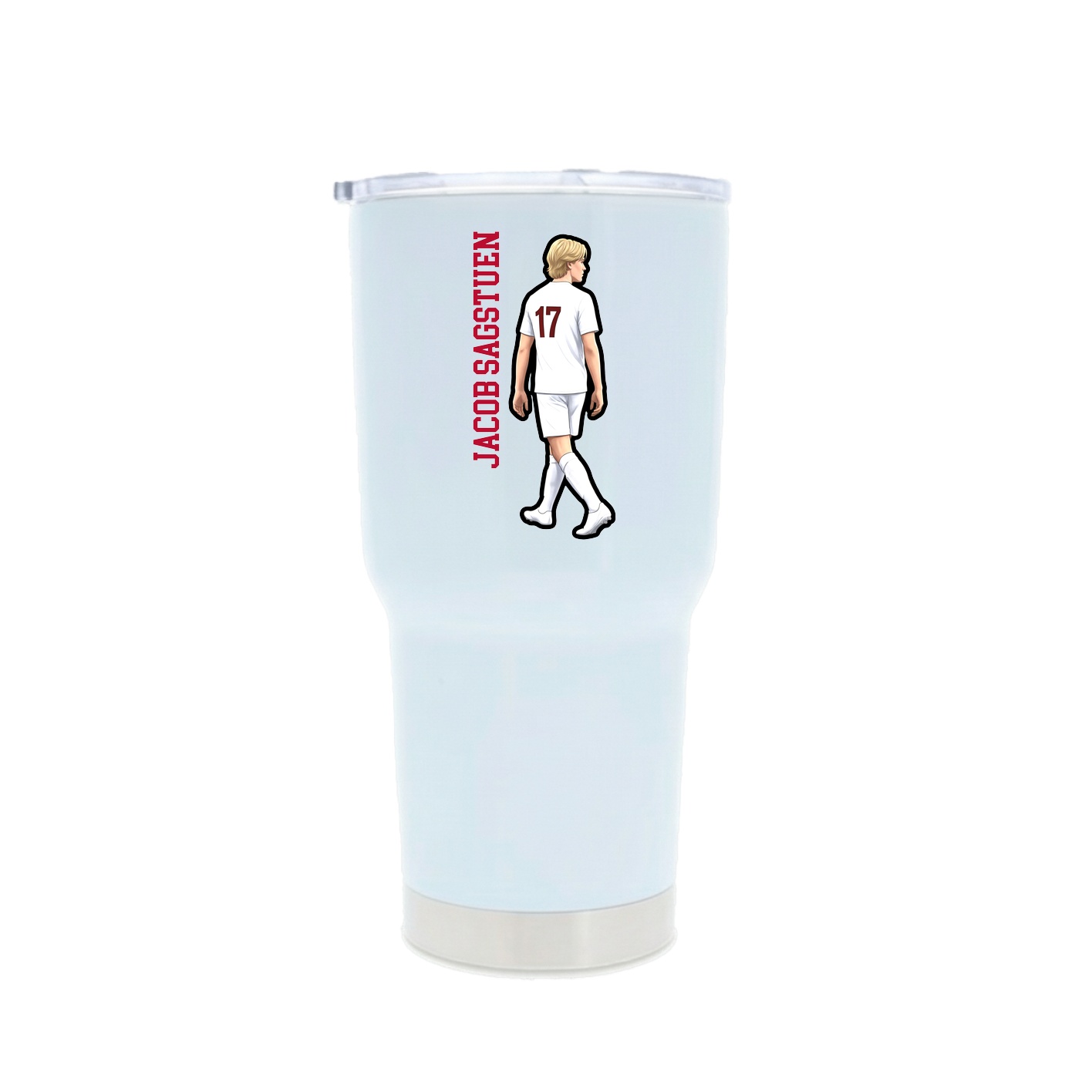 30oz Stainless Steel Tumbler — Name Vertical in White
