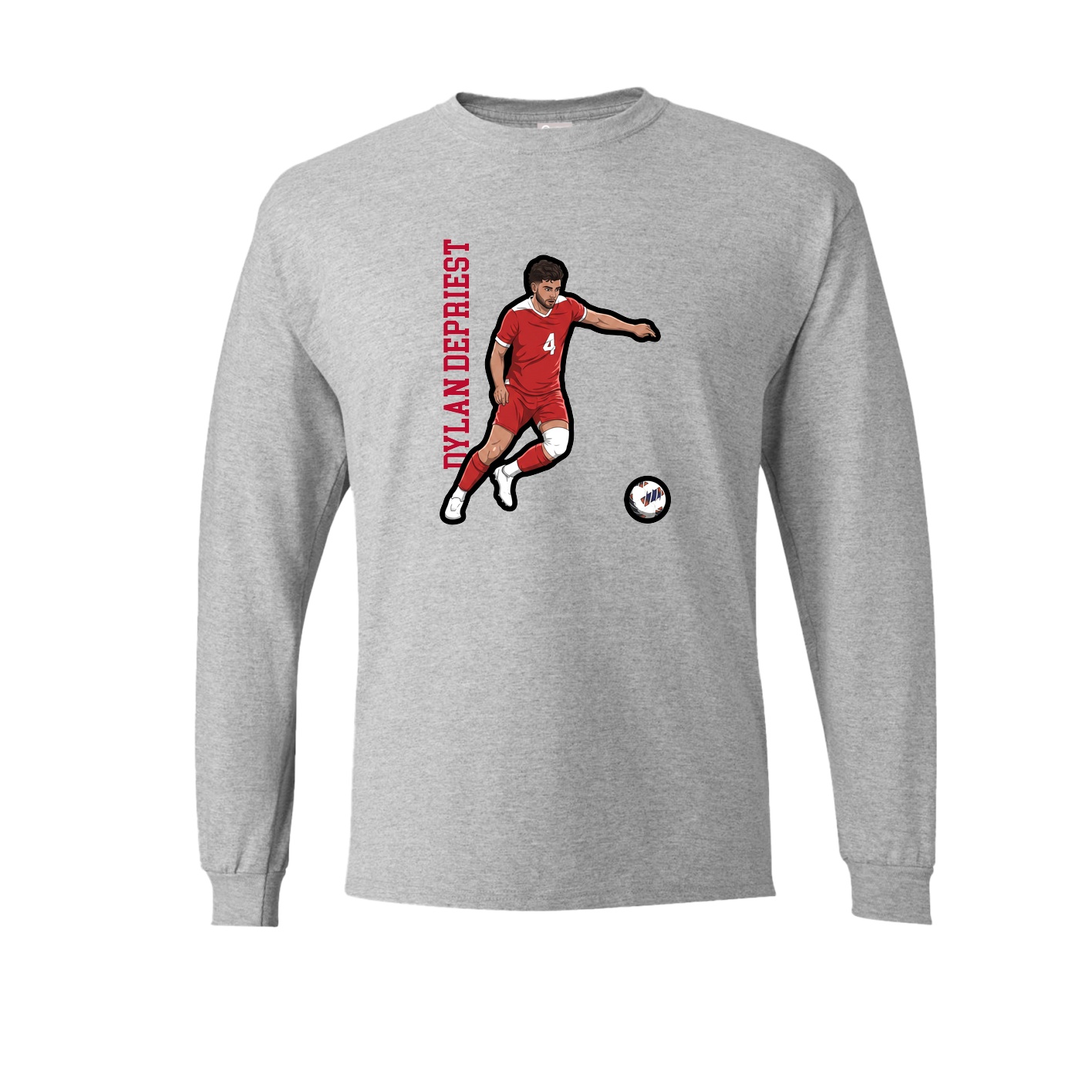 Long Sleeve Tee — Name Vertical in Grey