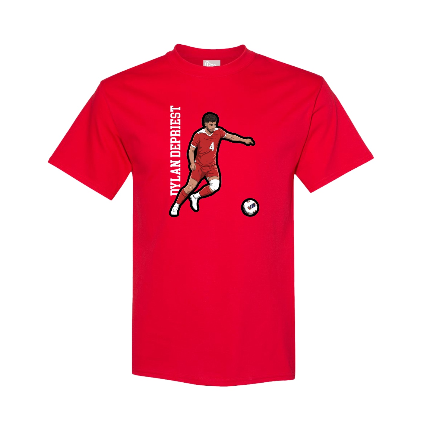 Youth Tee — Name Vertical in Red