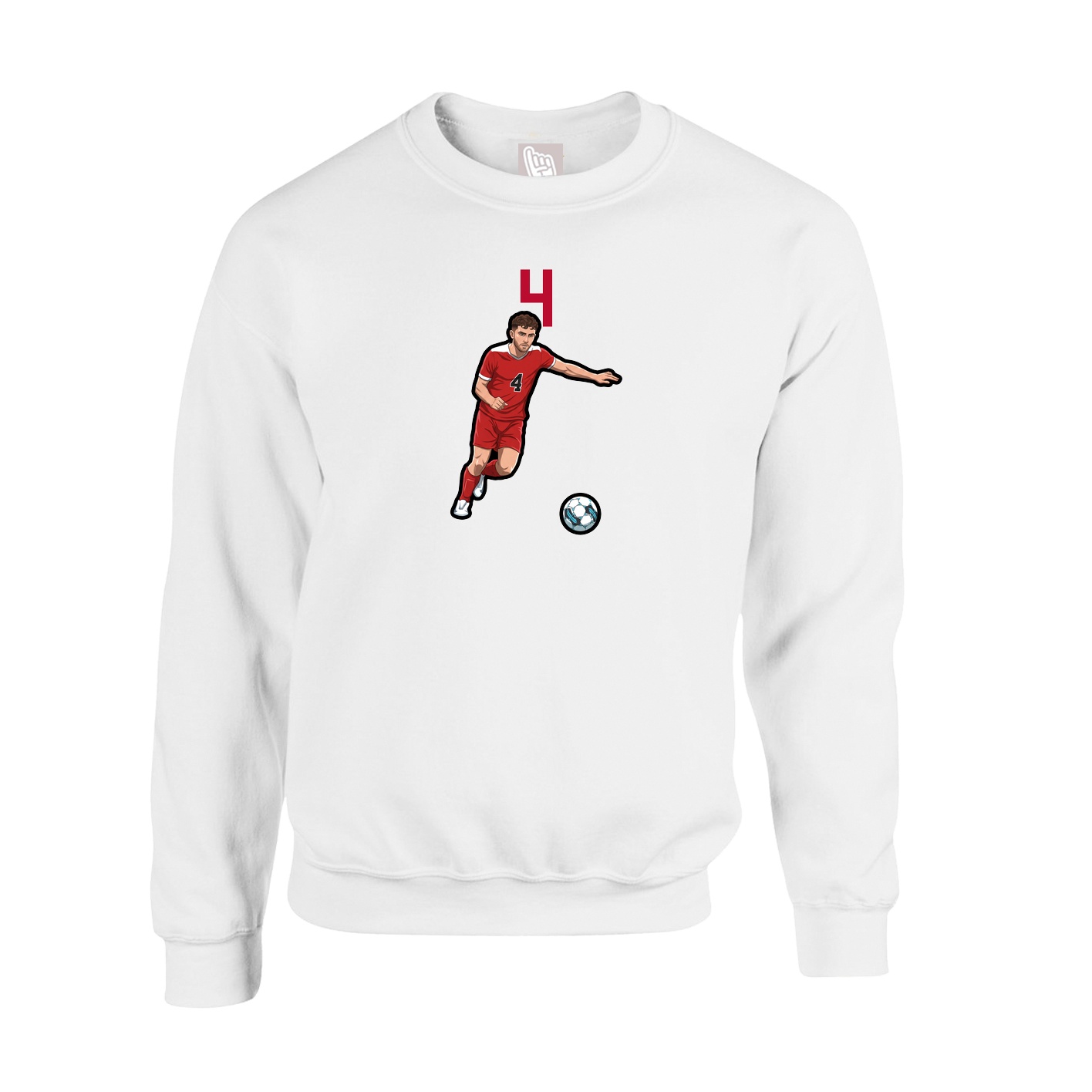 Fleece Crew — Number Top in White