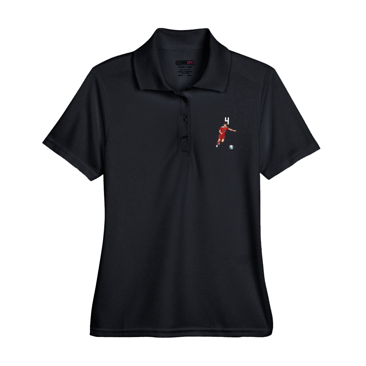Womens Performance Polo — Number Top in Black