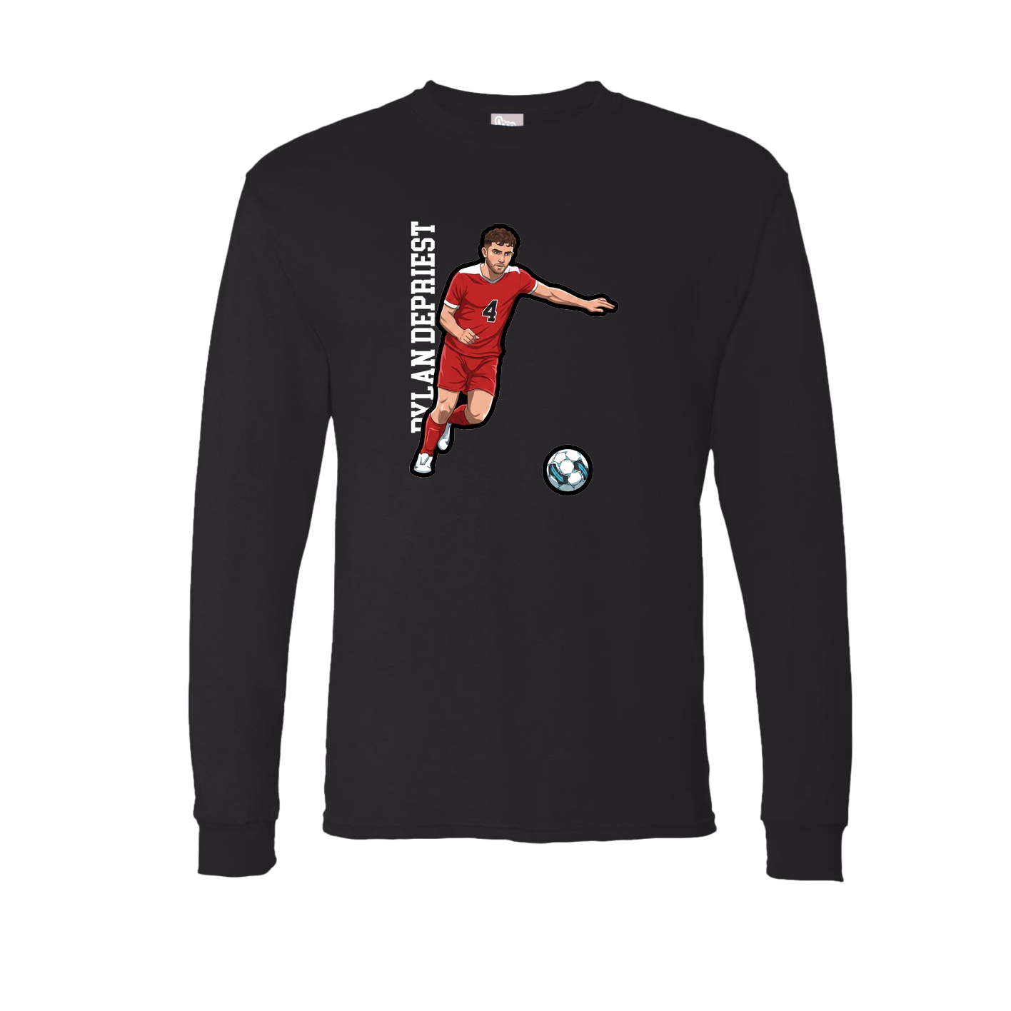 Long Sleeve Tee — Name Vertical in Black