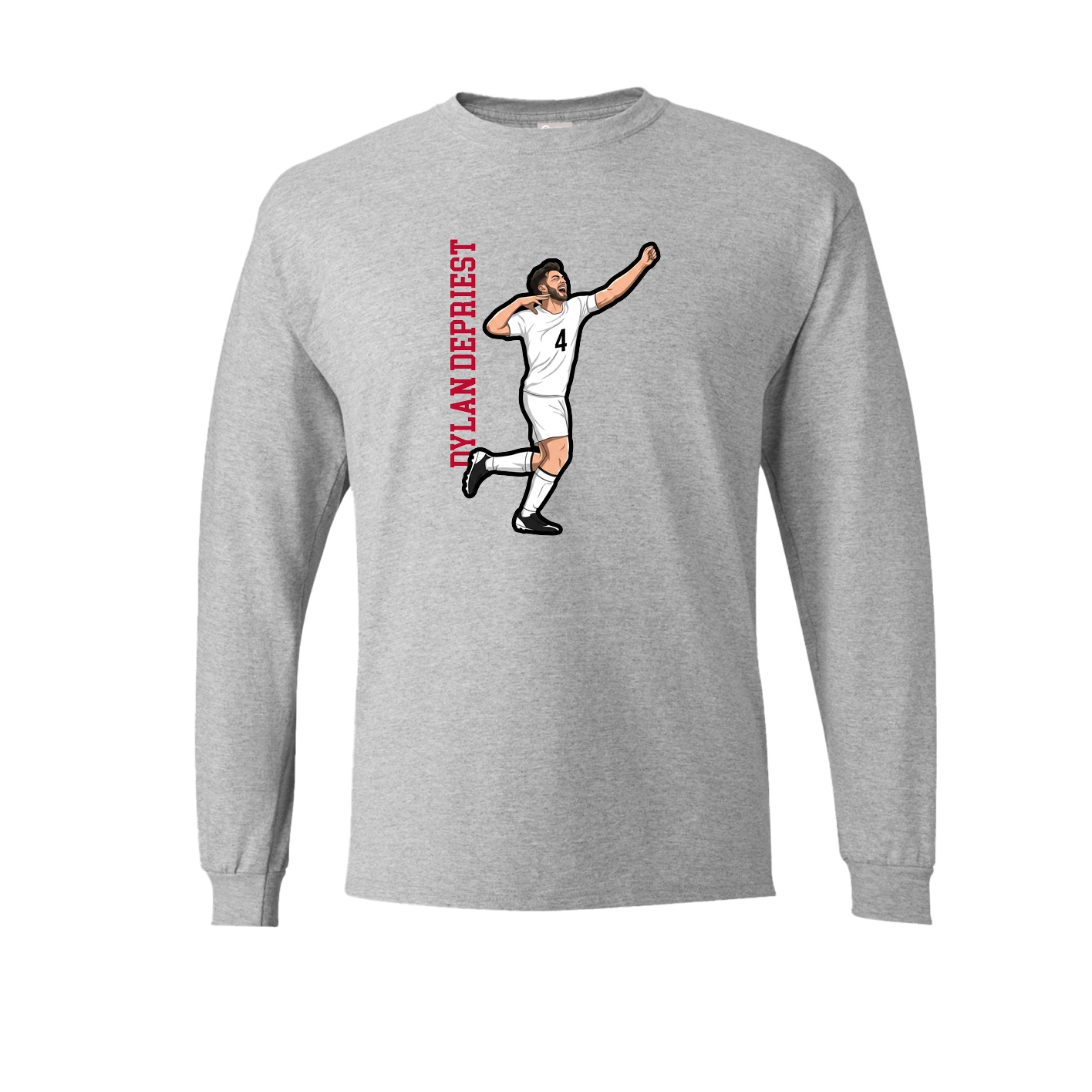 Long Sleeve Tee — Name Vertical in Grey