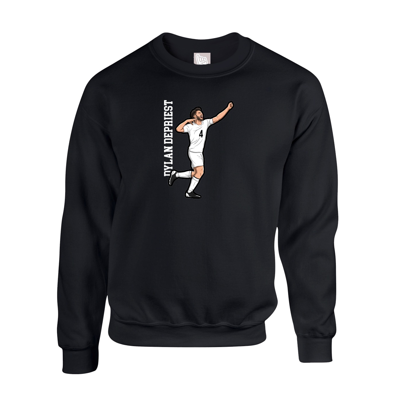 Fleece Crew — Name Vertical in Black