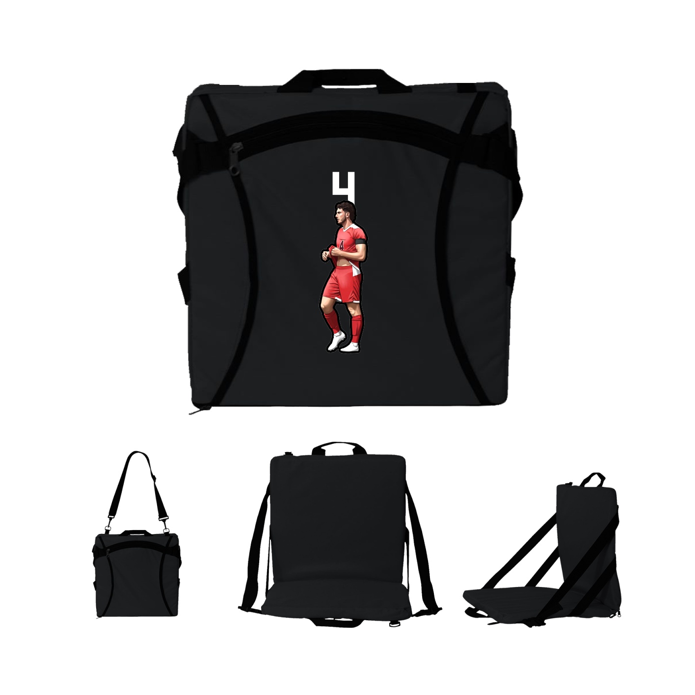 Folding Stadium Seat — Number Top in Black