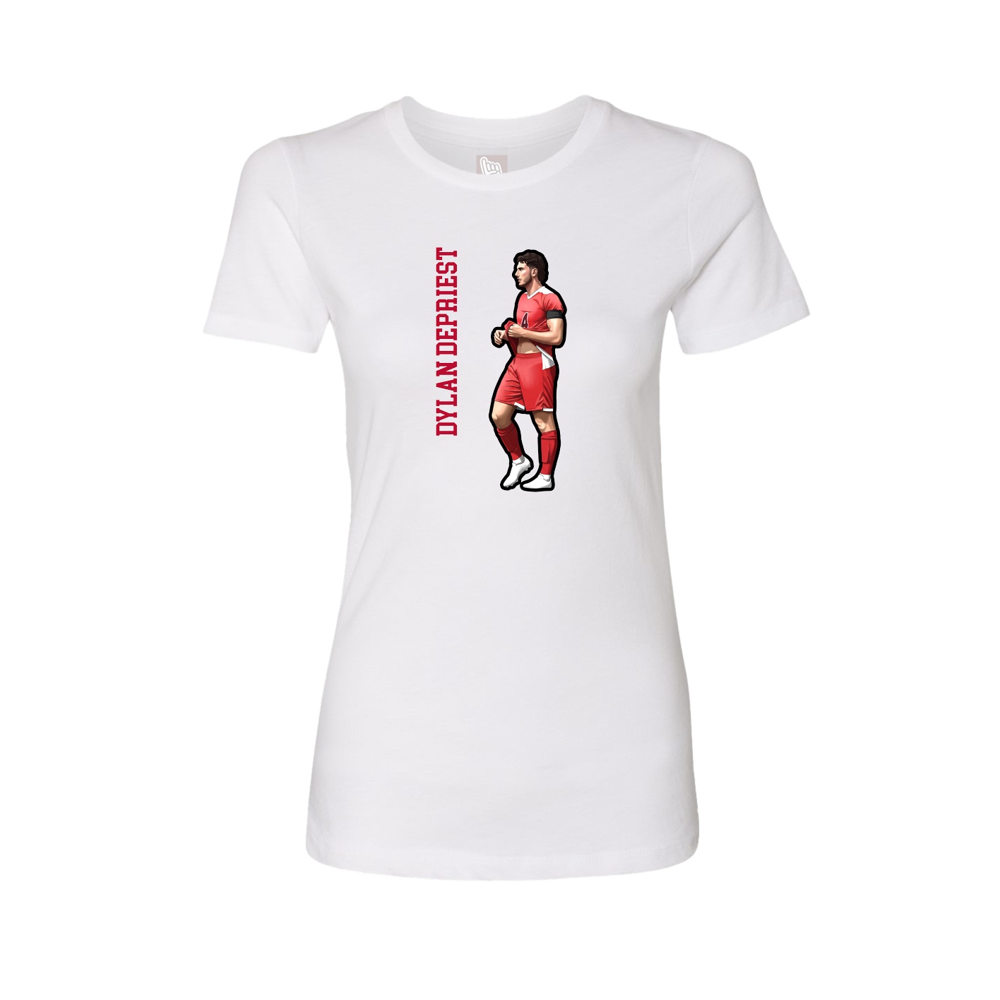 Womens Tee — Name Vertical in White