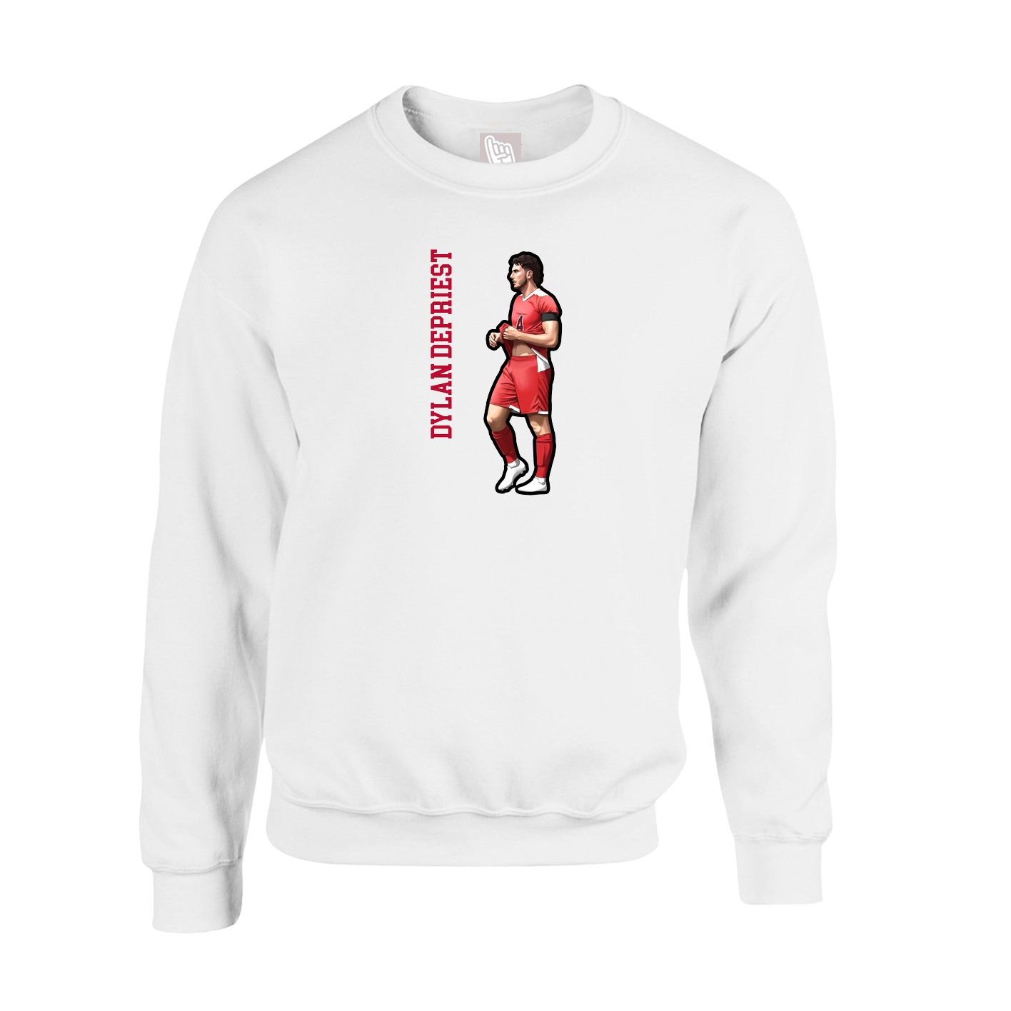 Fleece Crew — Name Vertical in White