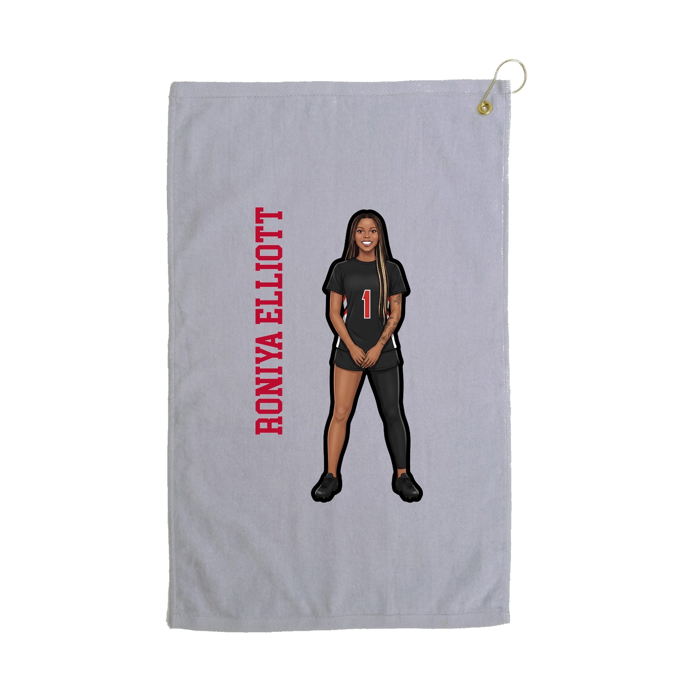 Golf Towel — Name Vertical in Grey