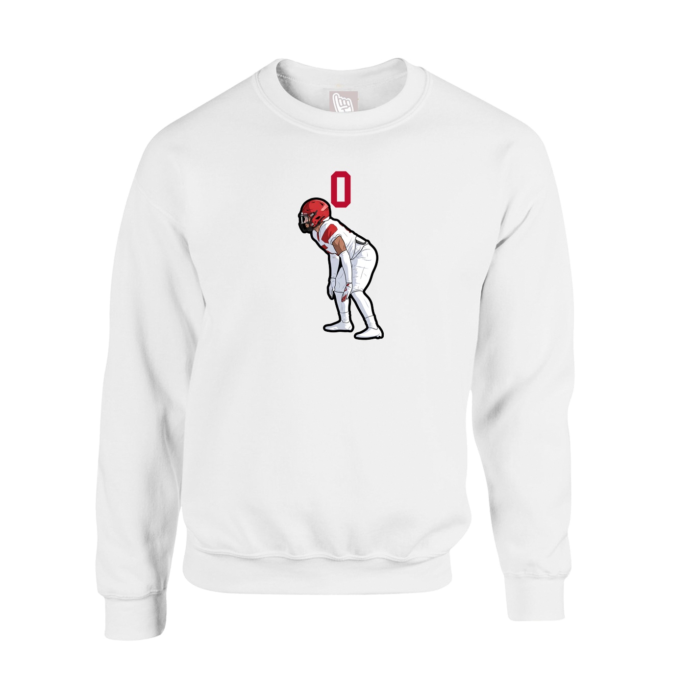 Fleece Crew — Number Top in White