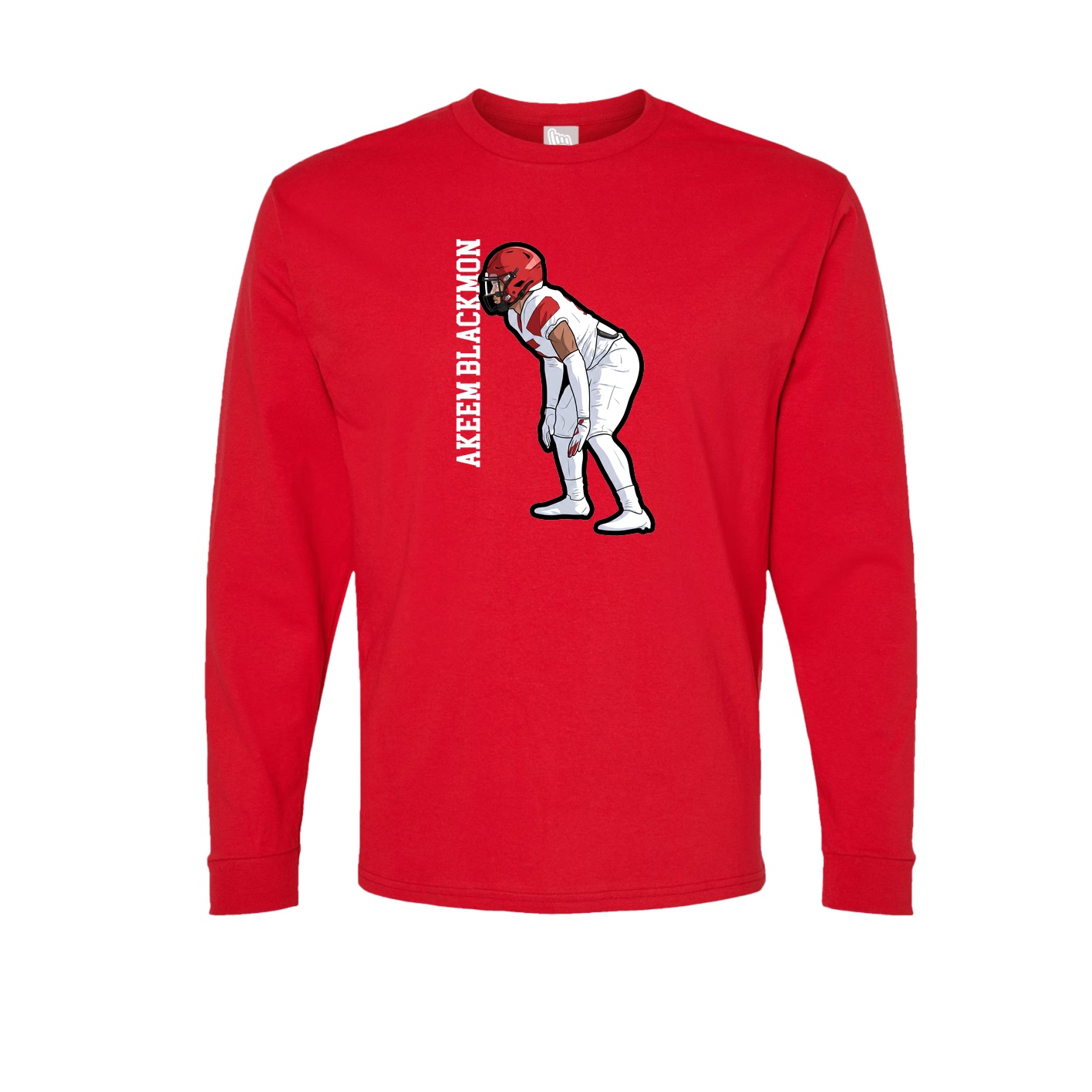 Long Sleeve Tee — Name Vertical in Red
