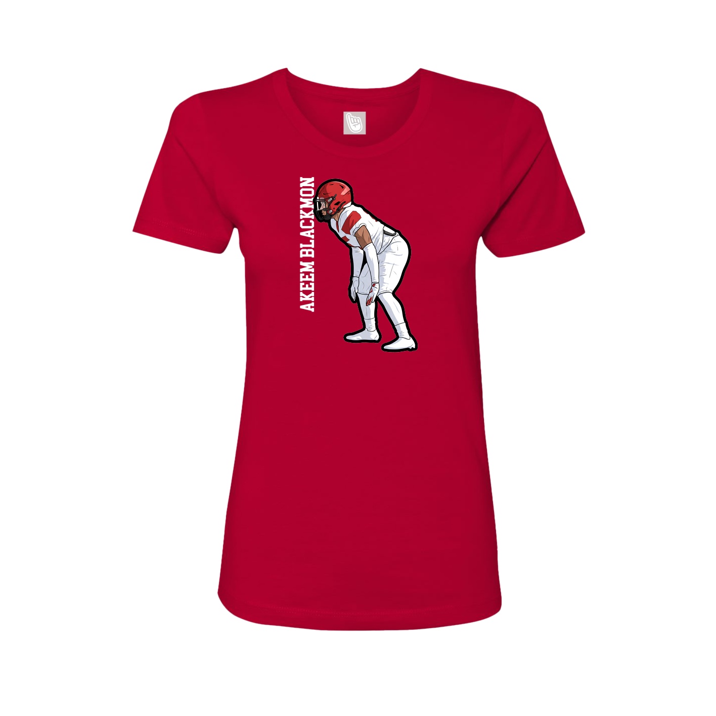 Fitted Women's Tee — Name Vertical in Red