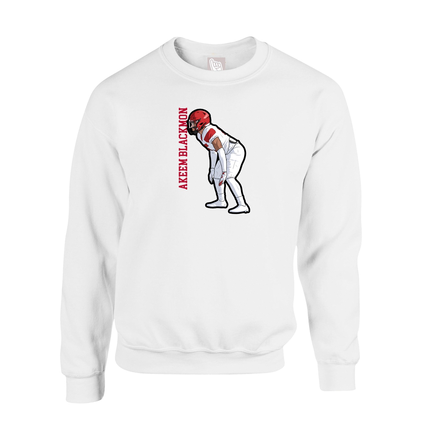Fleece Crew — Name Vertical in White
