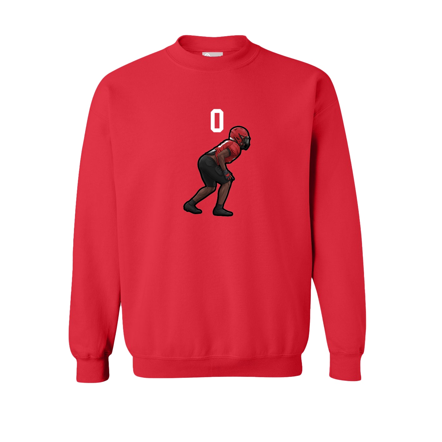 Fleece Crew — Number Top in Red