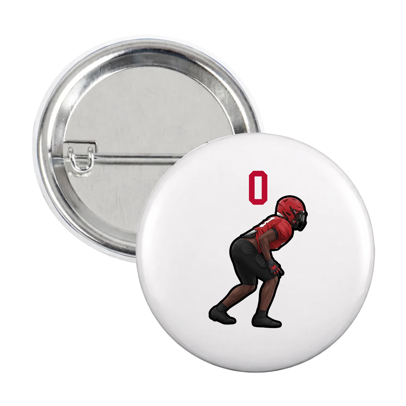 Game Day Button — Number Top in White