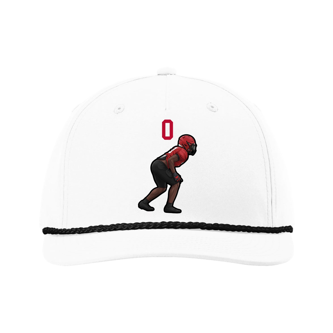 Five-Panel Classic Rope Cap — Number Top in White